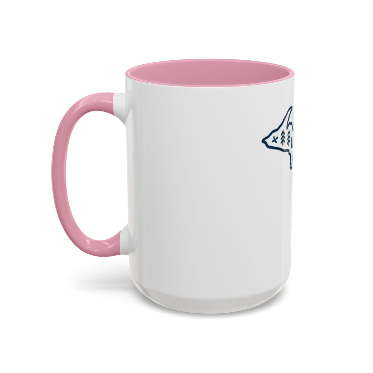 Michigan Outline Mug with UP & Outdoor Icons – Great Lakes State Coffee Cup (11oz/15oz)