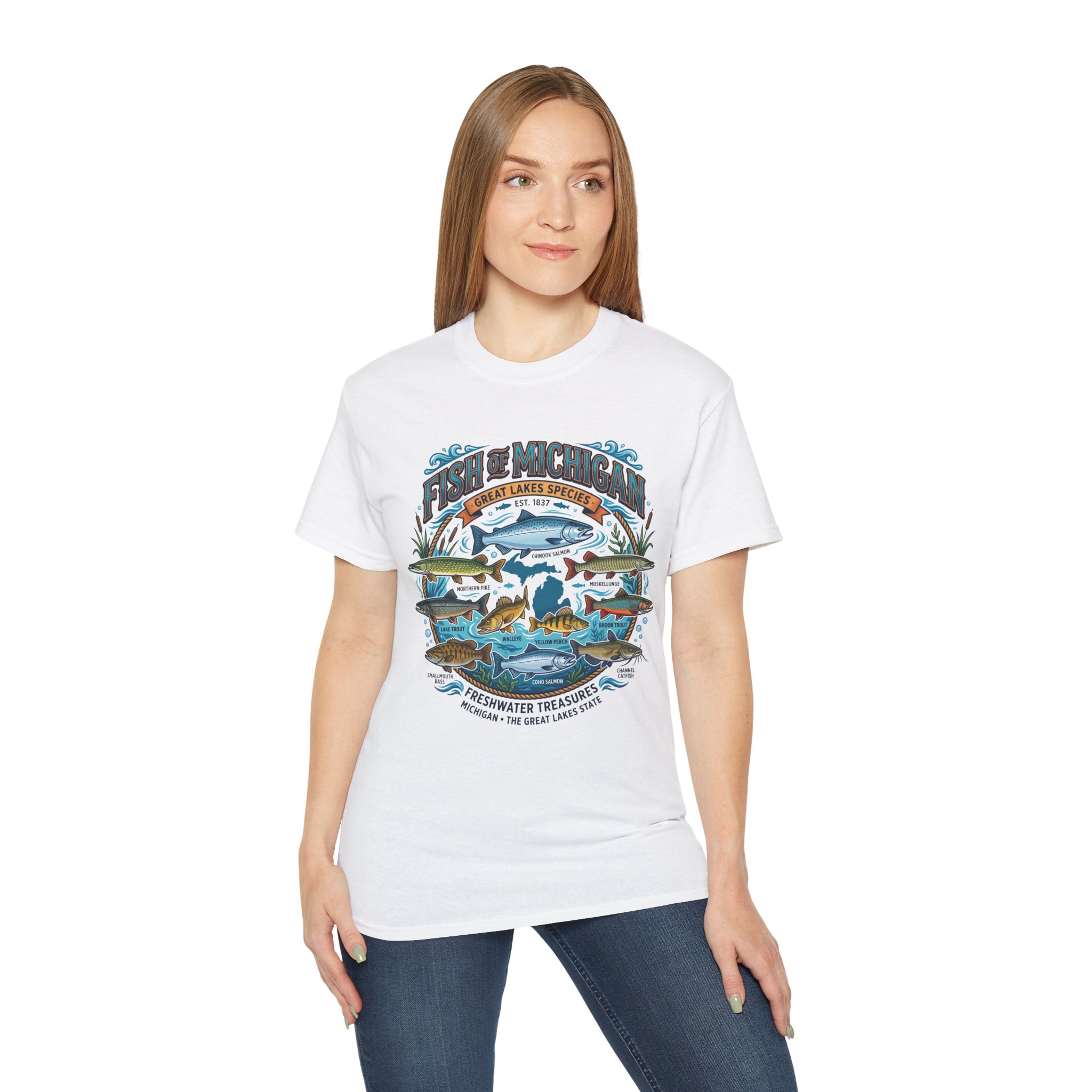 Michigan Fishing Species Tee — Freshwater Treasures Graphic T-Shirt