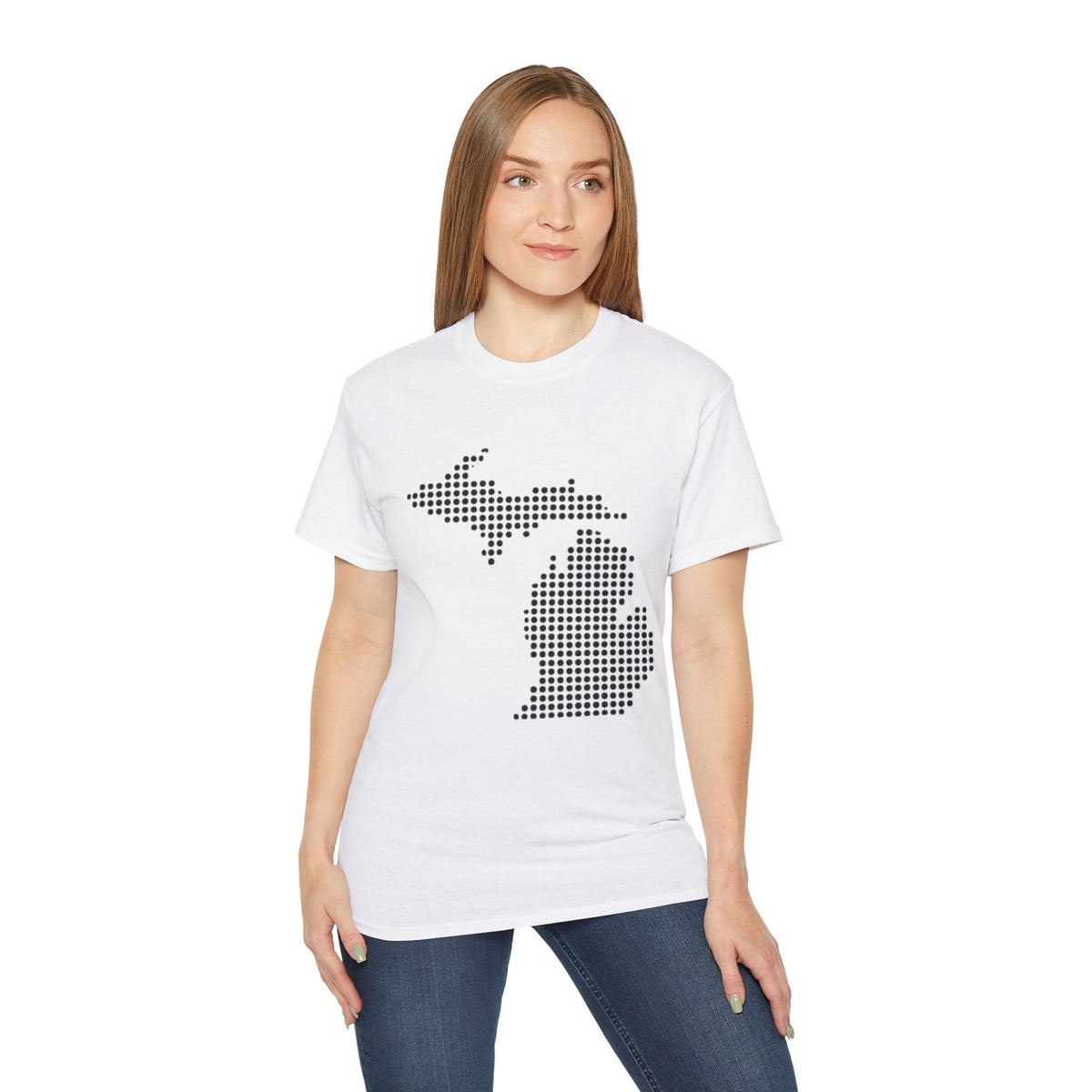 Michigan Dot Map T-Shirt — Minimal State Map Tee for Michiganders