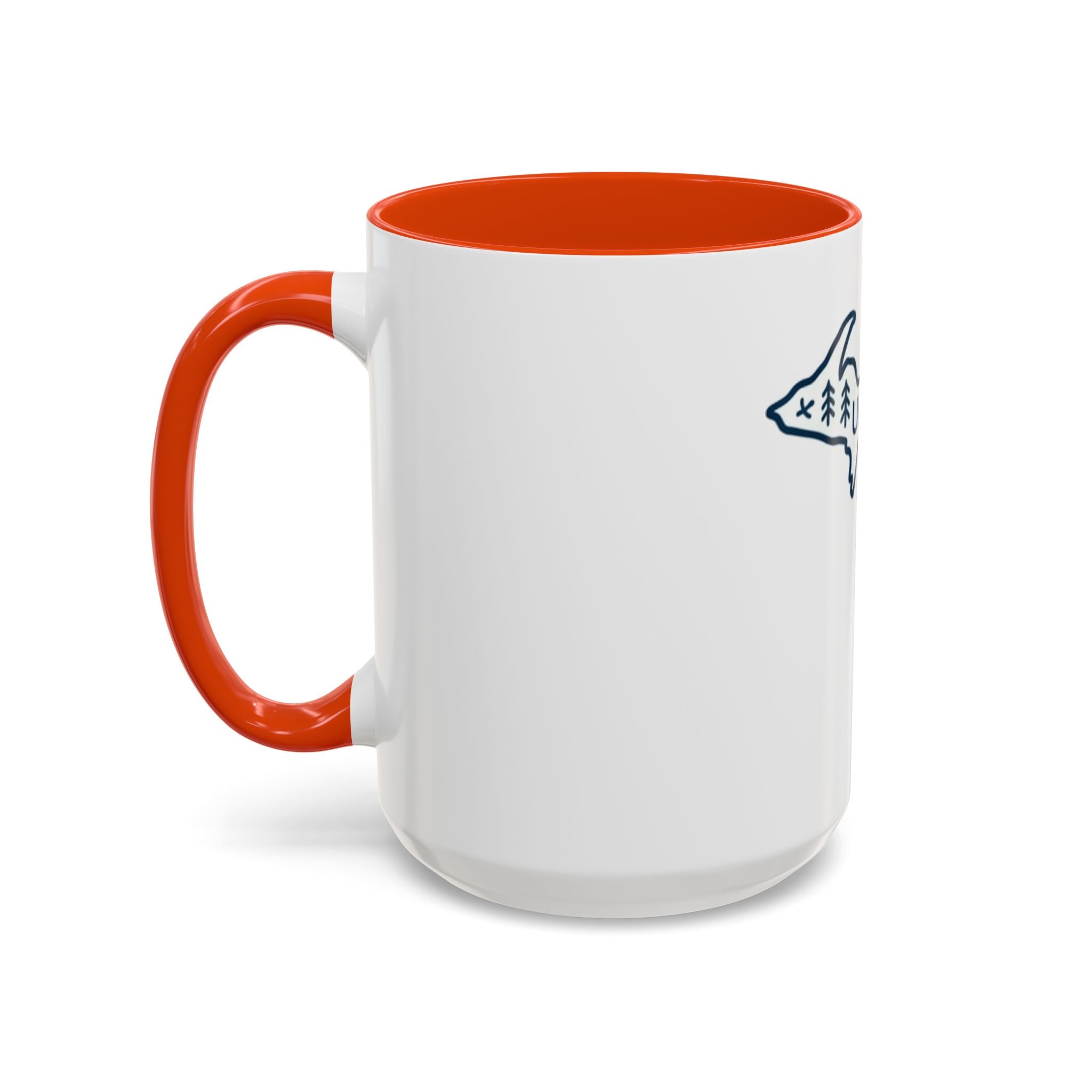Michigan Outline Mug with UP & Outdoor Icons – Great Lakes State Coffee Cup (11oz/15oz)