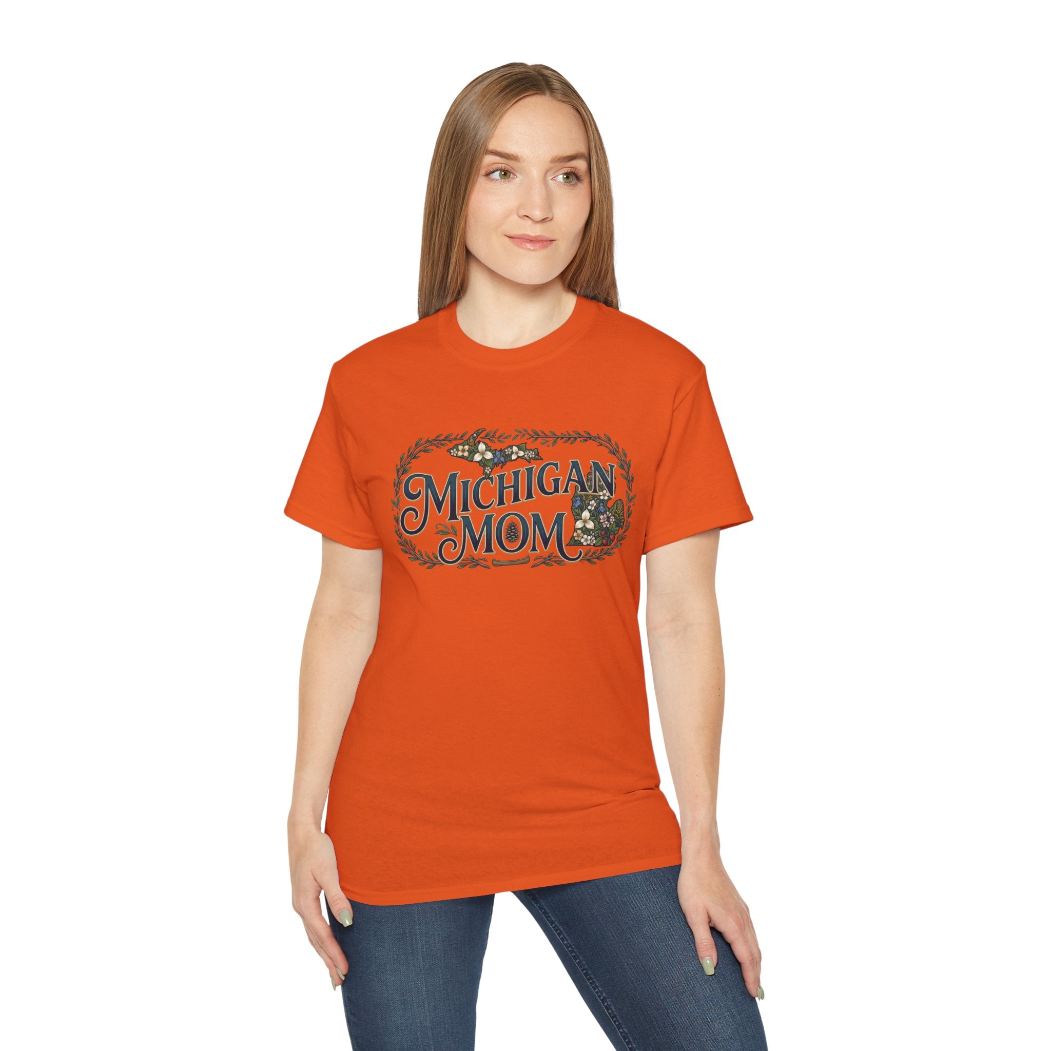 Michigan Mom T‑Shirt – Vintage Floral State Pride Tee for Moms