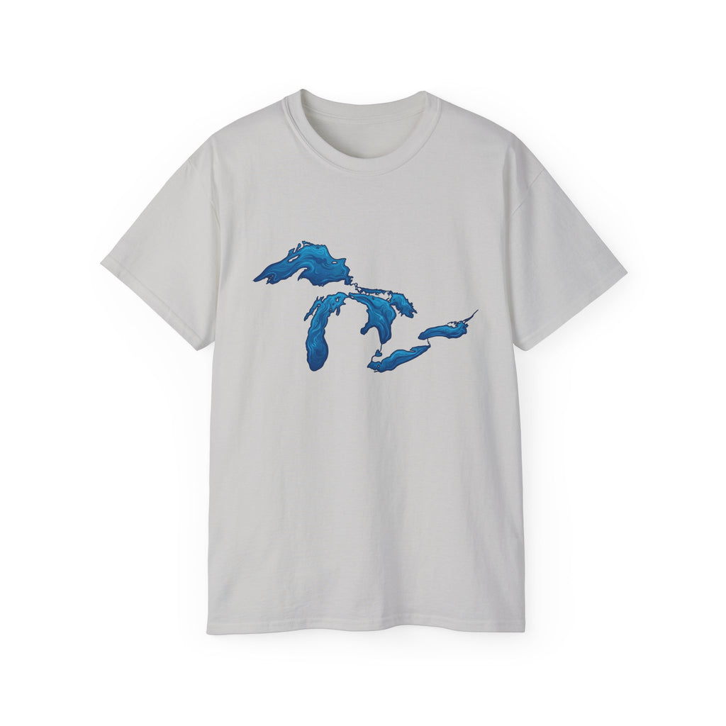 Great Lakes Map T-Shirt — Blue Michigan & Lakes Graphic Tee