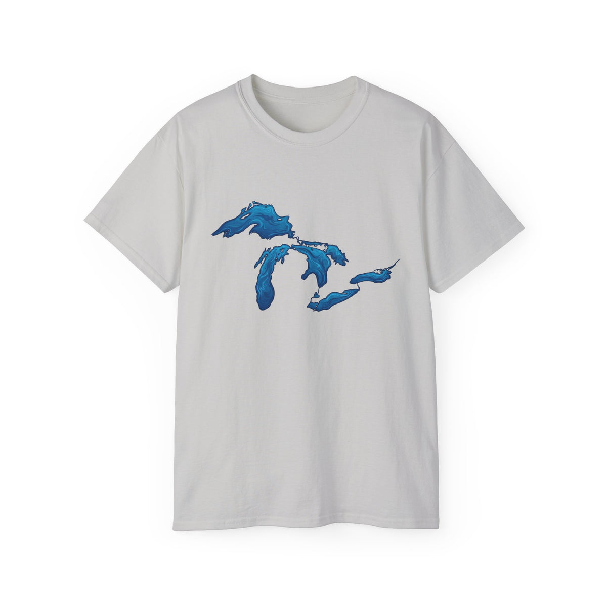 Great Lakes Map T-Shirt — Blue Michigan & Lakes Graphic Tee
