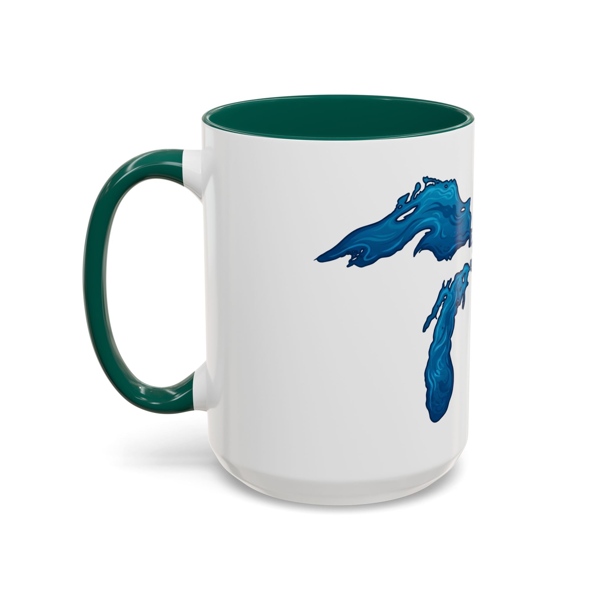 Great Lakes Blue Map Mug — Artistic Lake Michigan & Superior Coffee Cup (11oz/15oz)