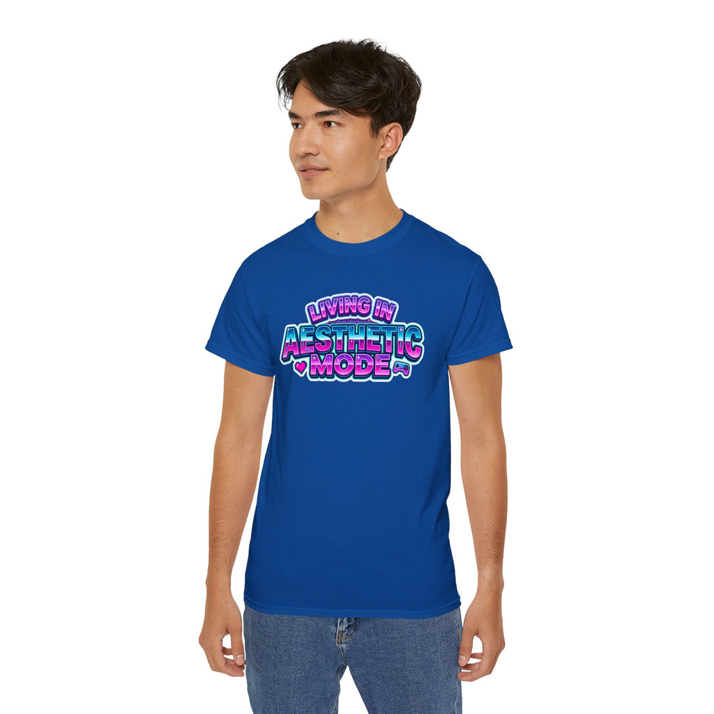 "Living in Aesthetic Mode" Retro Vaporwave Graphic Tee