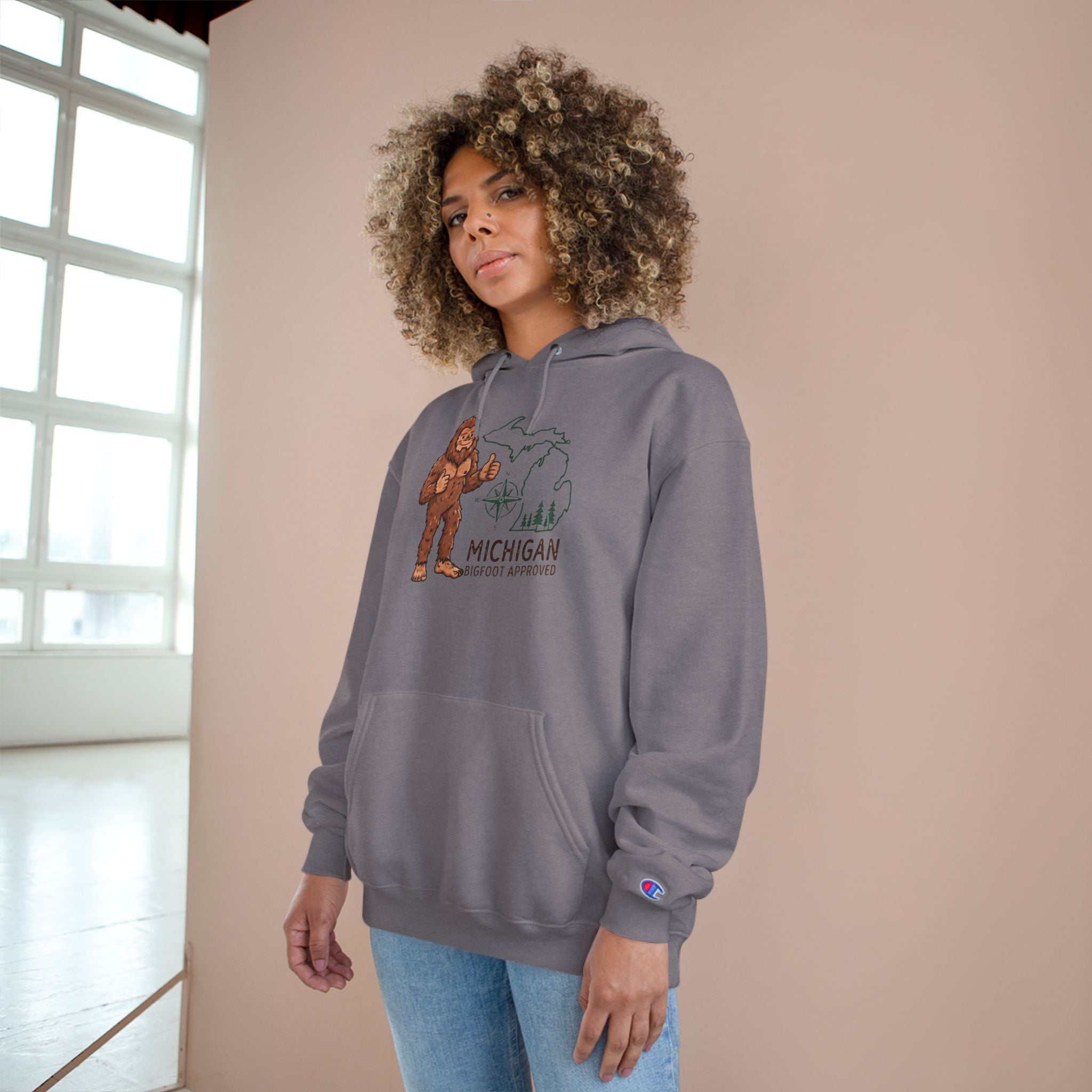 Michigan Sasquatch Hoodie — Vintage Bigfoot Graphic Champion Sweatshirt