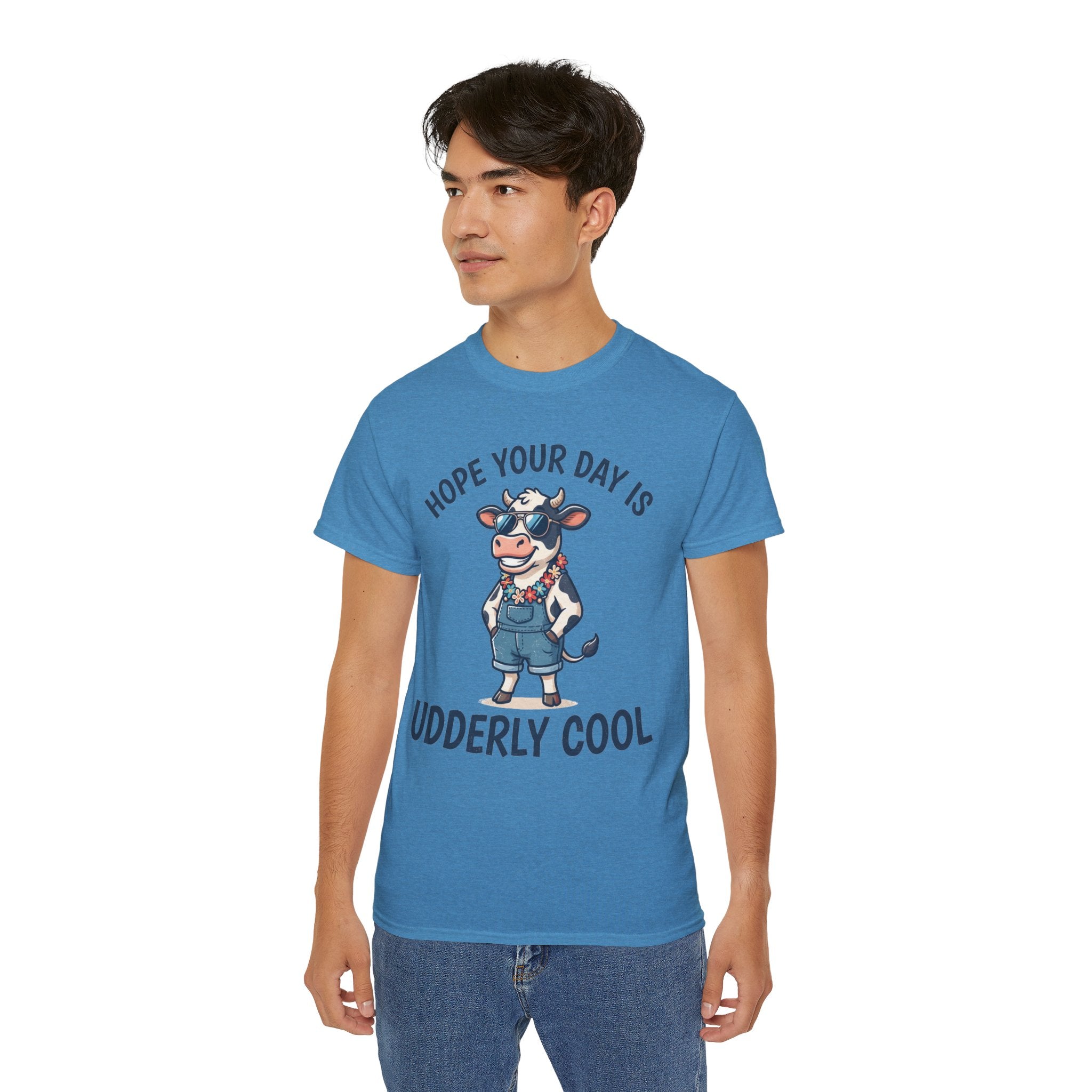Udderly Cool Cow Graphic Tee — "Hope Your Day Is Udderly Cool" Funny Farm T-Shirt