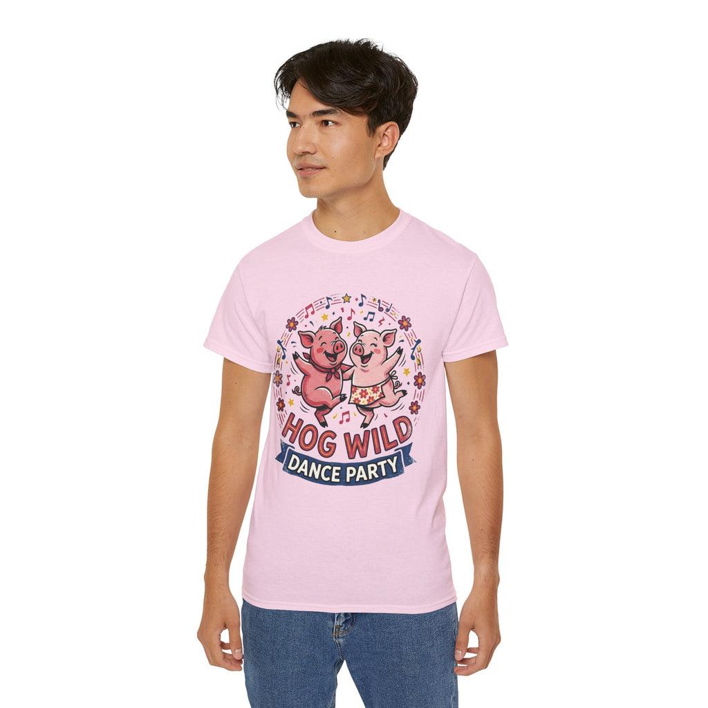 Hog Wild Dance Party Tee — Cute Dancing Pigs Graphic T-Shirt