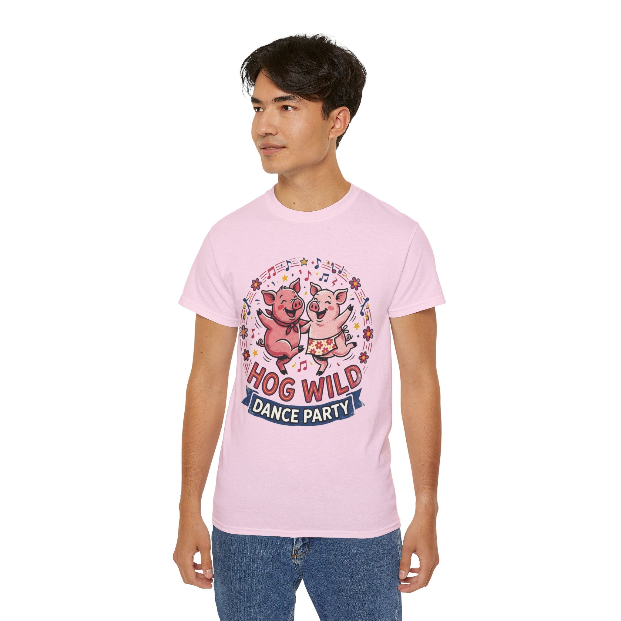 Hog Wild Dance Party Tee — Cute Dancing Pigs Graphic T-Shirt