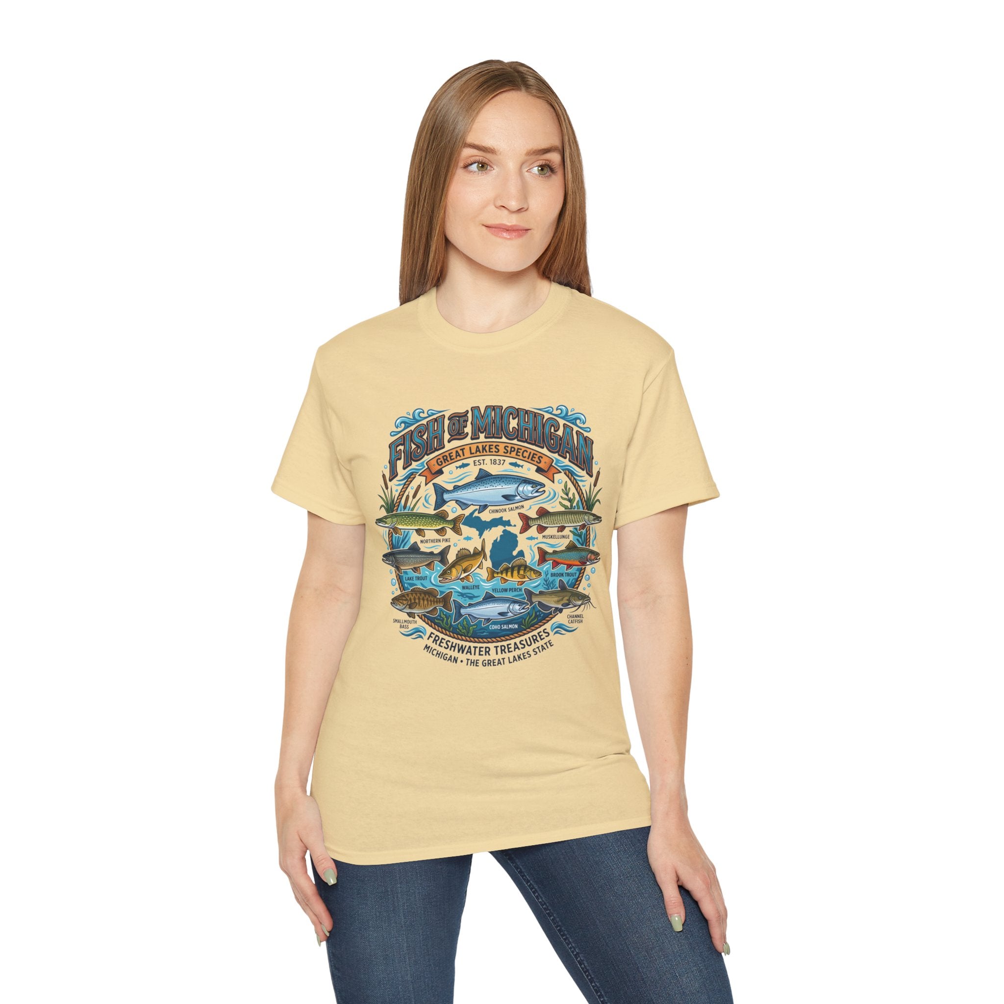 Michigan Fishing Species Tee — Freshwater Treasures Graphic T-Shirt