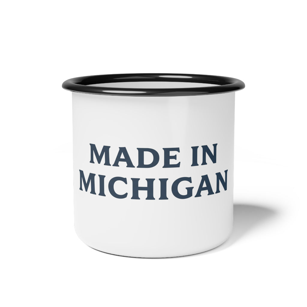 Made in Michigan Enamel Camp Cup — Vintage State Pride Camping Mug