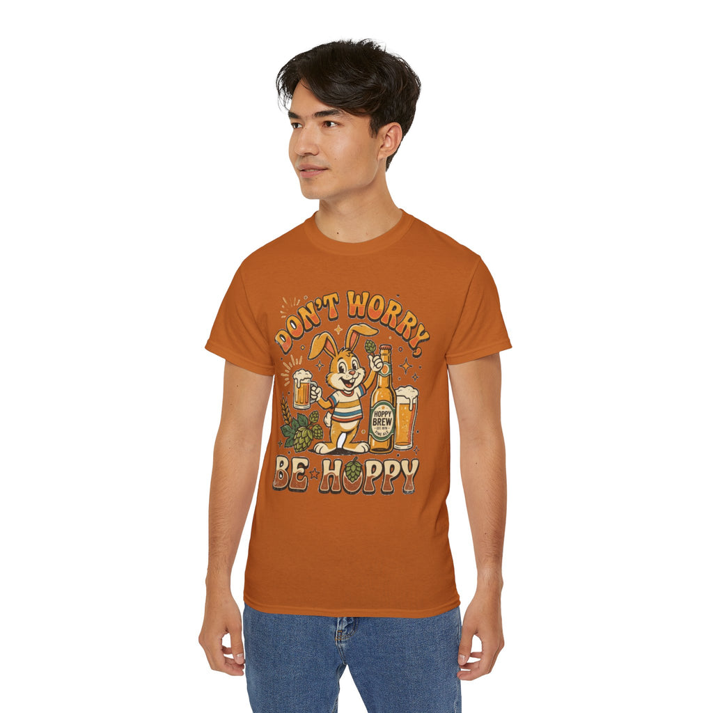 Be Hoppy Beer Bunny T-Shirt — Don’t Worry Be Hoppy Easter Brewery Tee