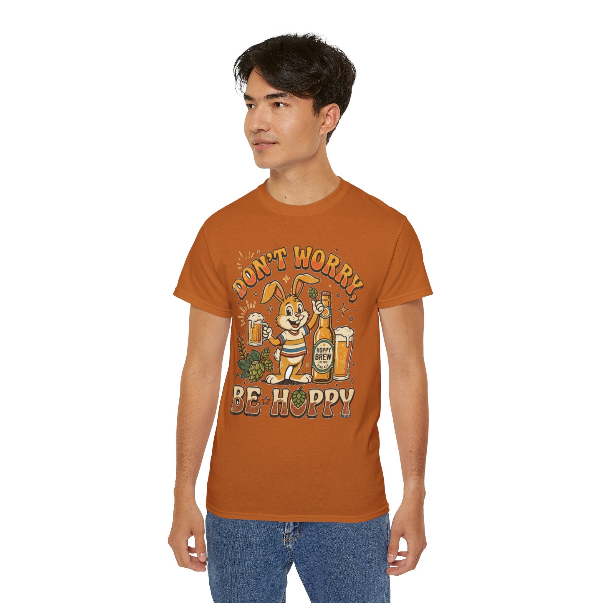 Be Hoppy Beer Bunny T-Shirt — Don’t Worry Be Hoppy Easter Brewery Tee