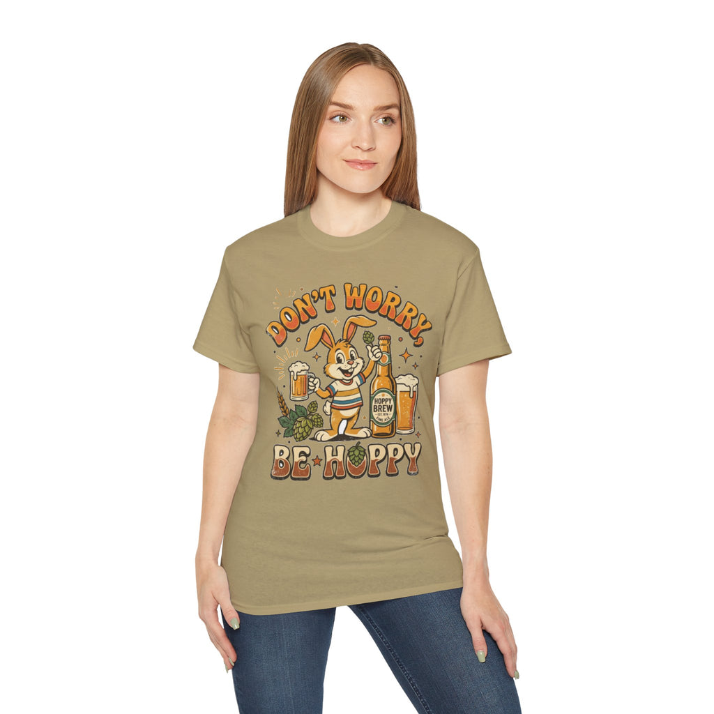 Be Hoppy Beer Bunny T-Shirt — Don’t Worry Be Hoppy Easter Brewery Tee