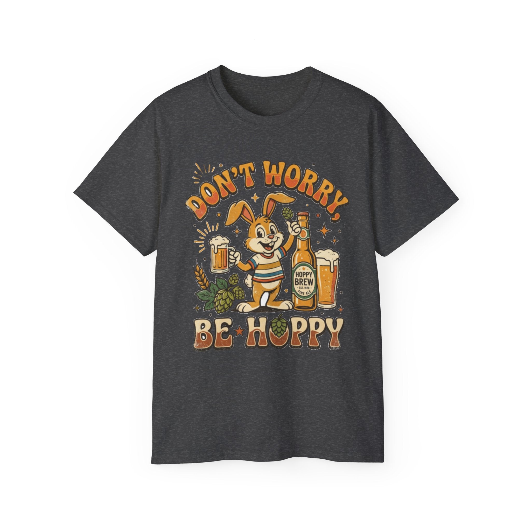 Be Hoppy Beer Bunny T-Shirt — Don’t Worry Be Hoppy Easter Brewery Tee