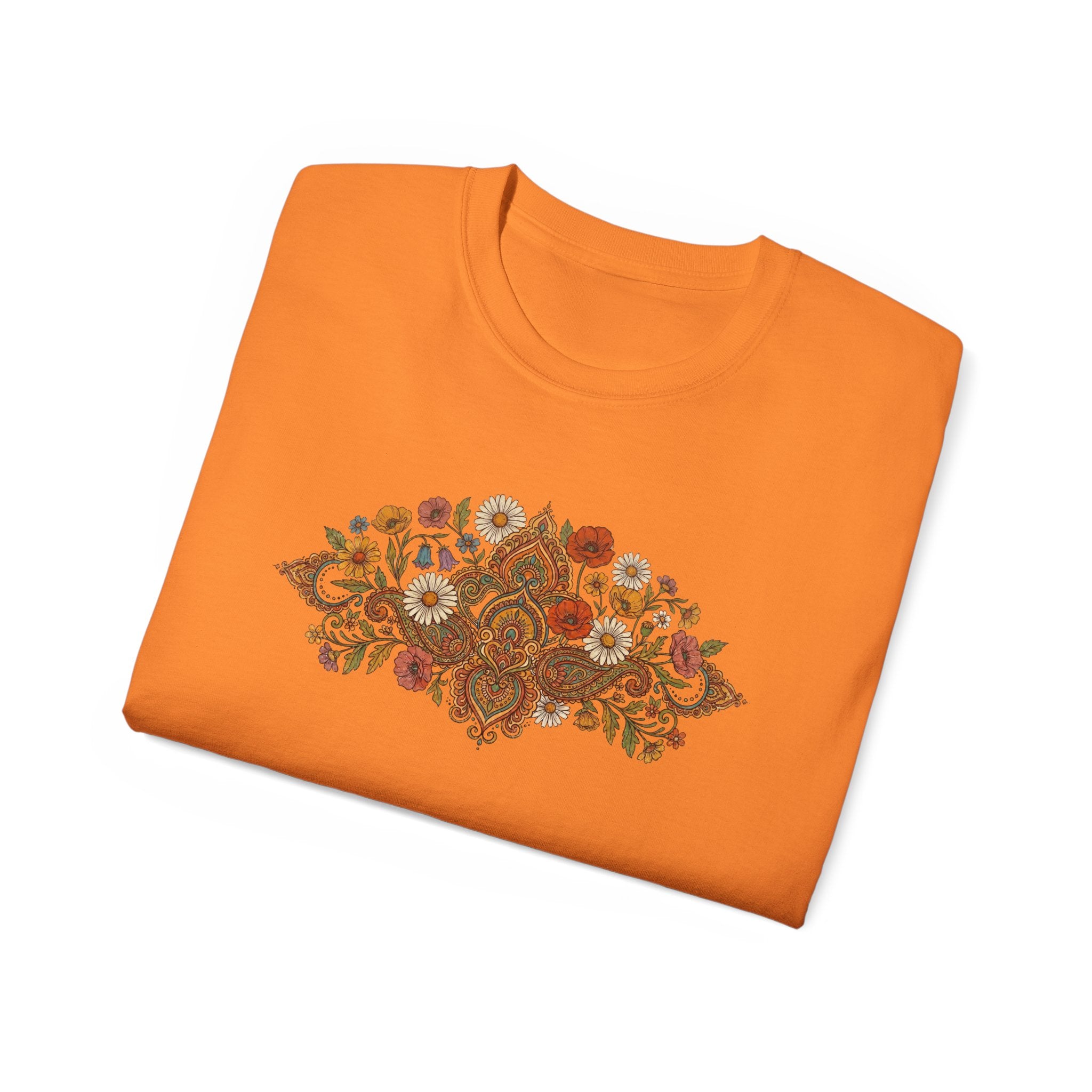 Retro Floral Tee — Vintage Brown Flower Bouquet Graphic