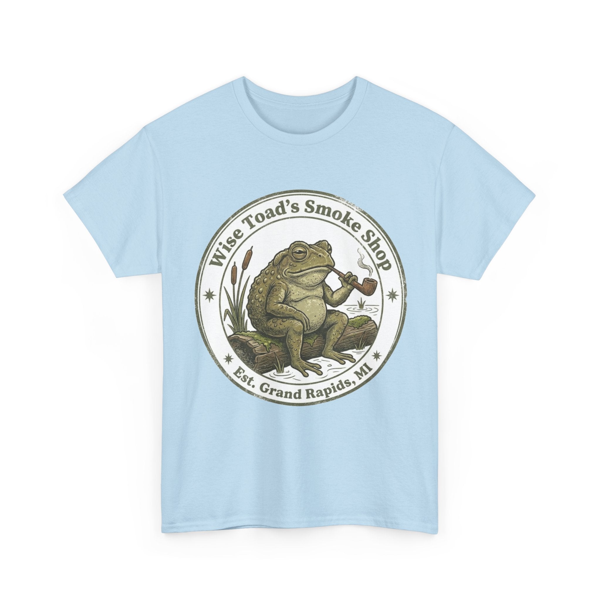 Wise Toad's Smoke Shop T-shirt - Novelty Logo Toad Smoking Pipe T-shirt