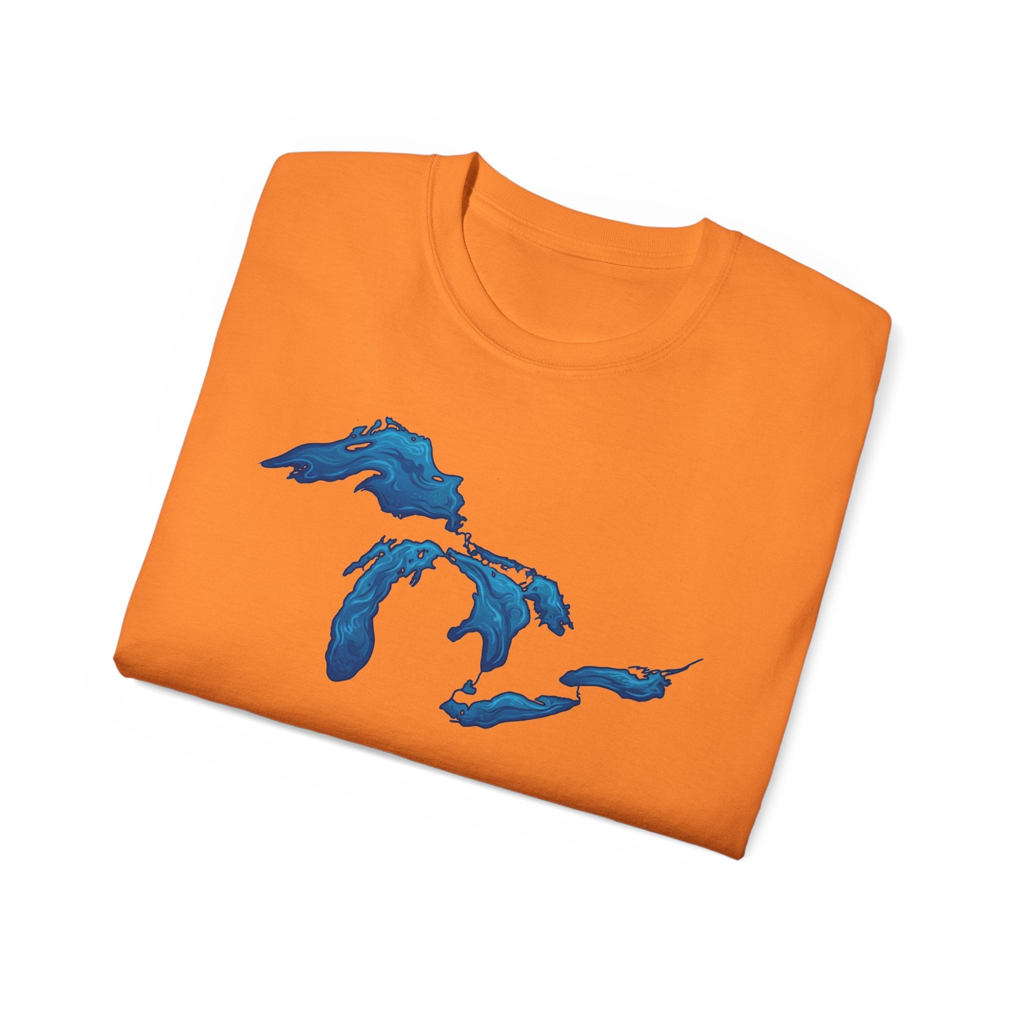 Great Lakes Map T-Shirt — Stylized Blue Lakes Tee