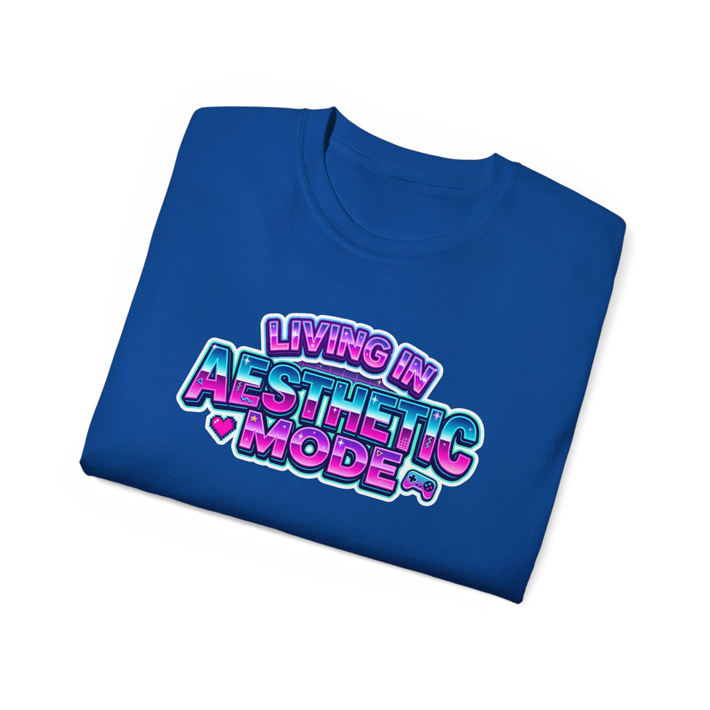 "Living in Aesthetic Mode" Retro Vaporwave Graphic Tee