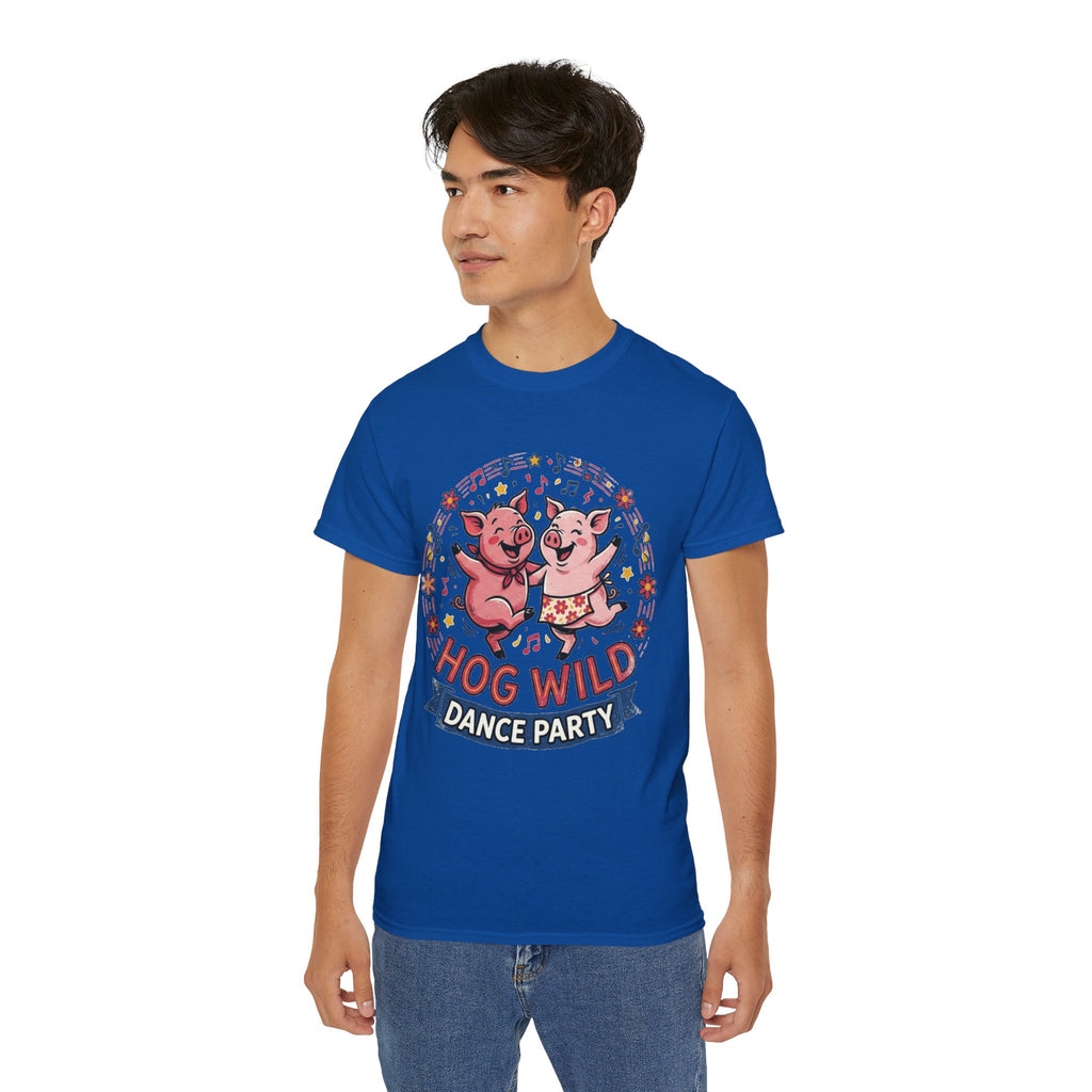 Hog Wild Dance Party Tee — Cute Dancing Pigs Graphic T-Shirt