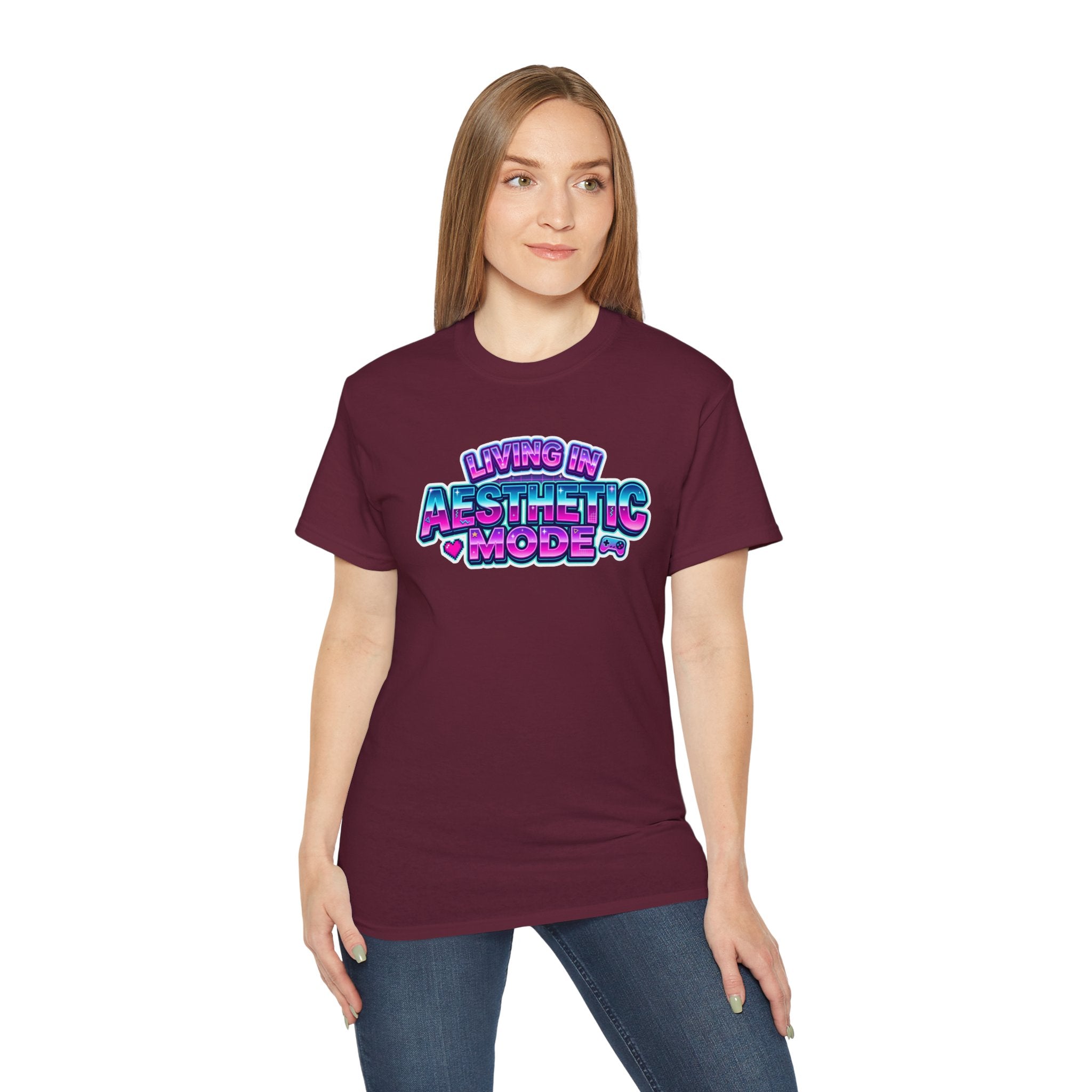 "Living in Aesthetic Mode" Retro Vaporwave Graphic Tee