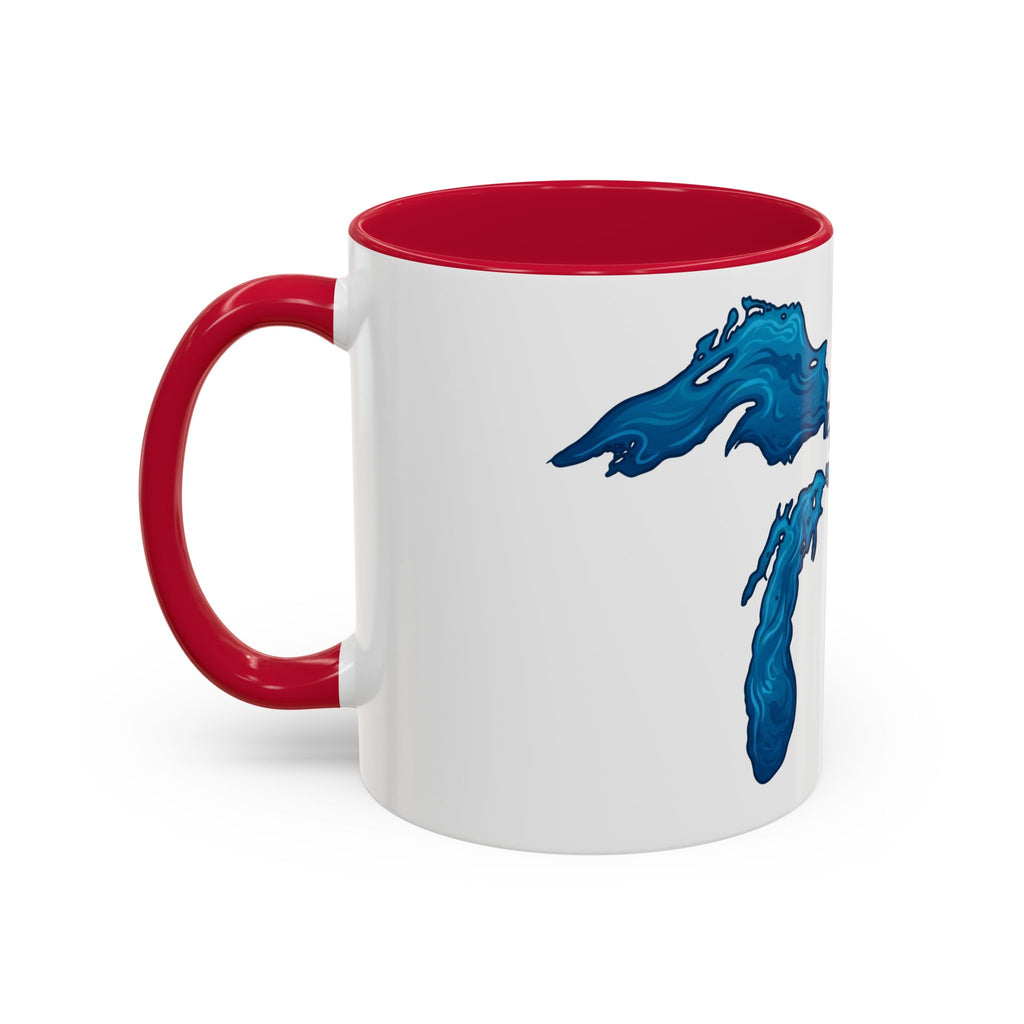 Great Lakes Blue Map Mug — Artistic Lake Michigan & Superior Coffee Cup (11oz/15oz)