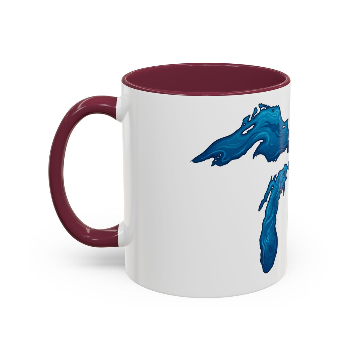 Great Lakes Blue Map Mug — Artistic Lake Michigan & Superior Coffee Cup (11oz/15oz)