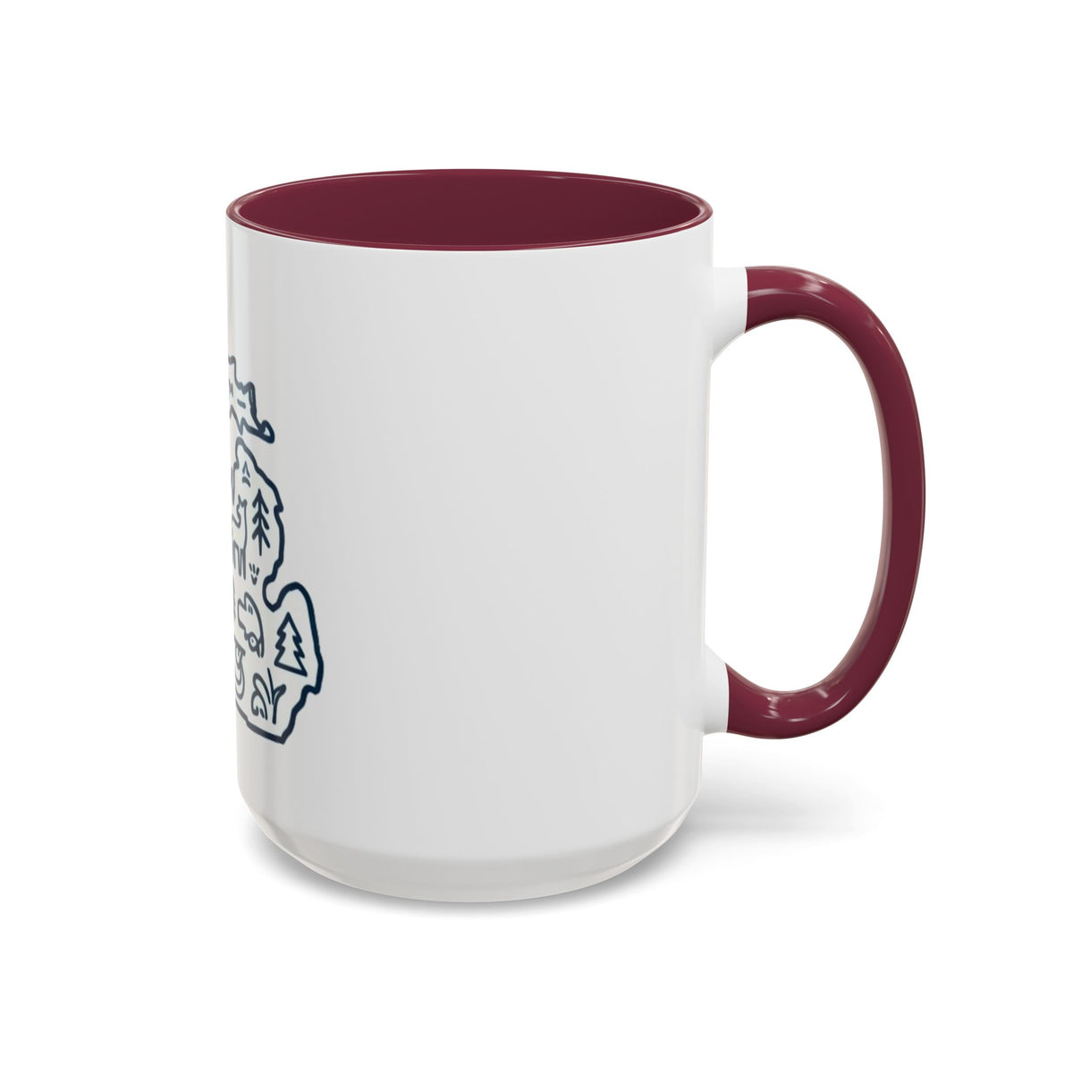 Michigan Outline Mug with UP & Outdoor Icons – Great Lakes State Coffee Cup (11oz/15oz)
