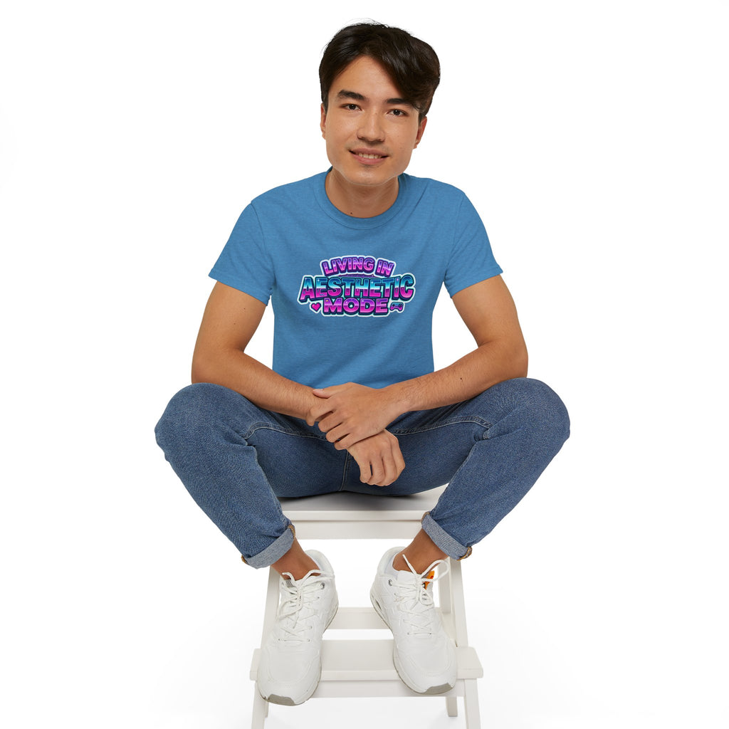 "Living in Aesthetic Mode" Retro Vaporwave Graphic Tee