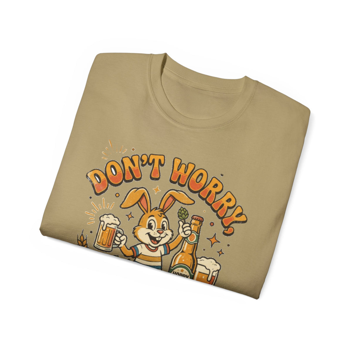 Be Hoppy Beer Bunny T-Shirt — Don’t Worry Be Hoppy Easter Brewery Tee