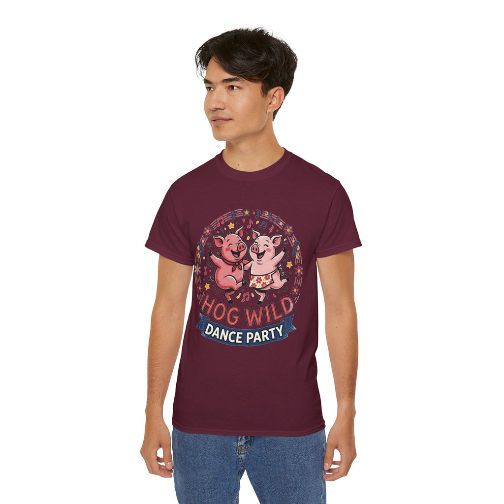 Hog Wild Dance Party Tee — Cute Dancing Pigs Graphic T-Shirt