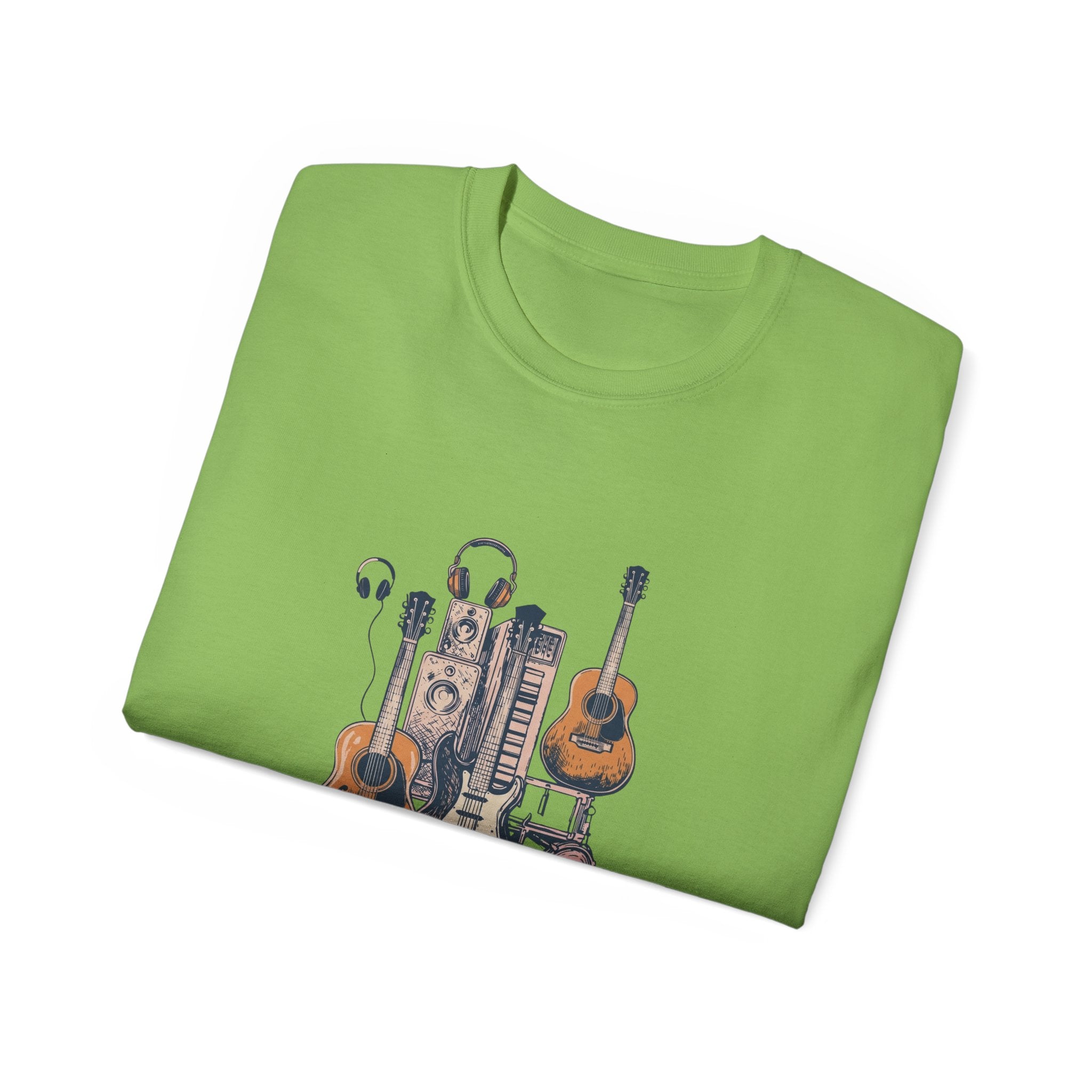 Acoustic Instrument Tee — Guitar, Ukulele & Headphones Graphic T-Shirt