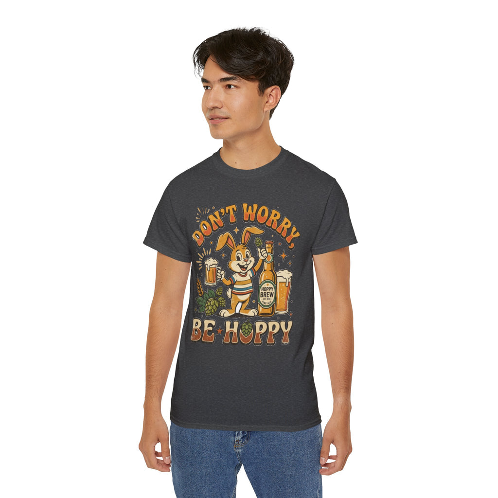Be Hoppy Beer Bunny T-Shirt — Don’t Worry Be Hoppy Easter Brewery Tee