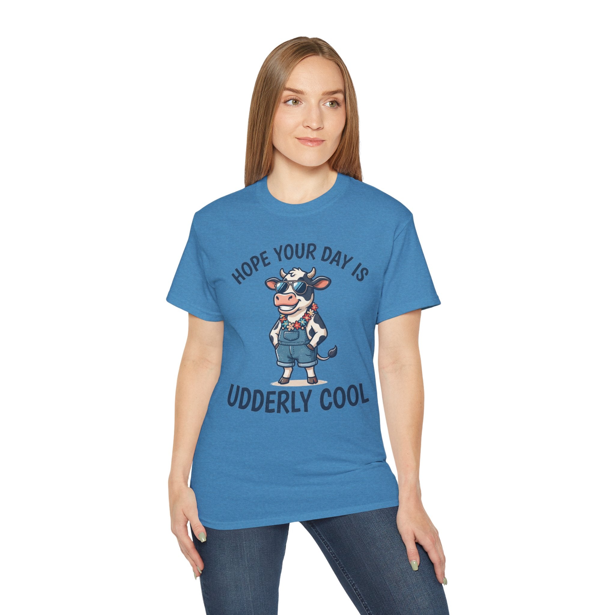 Udderly Cool Cow Graphic Tee — "Hope Your Day Is Udderly Cool" Funny Farm T-Shirt