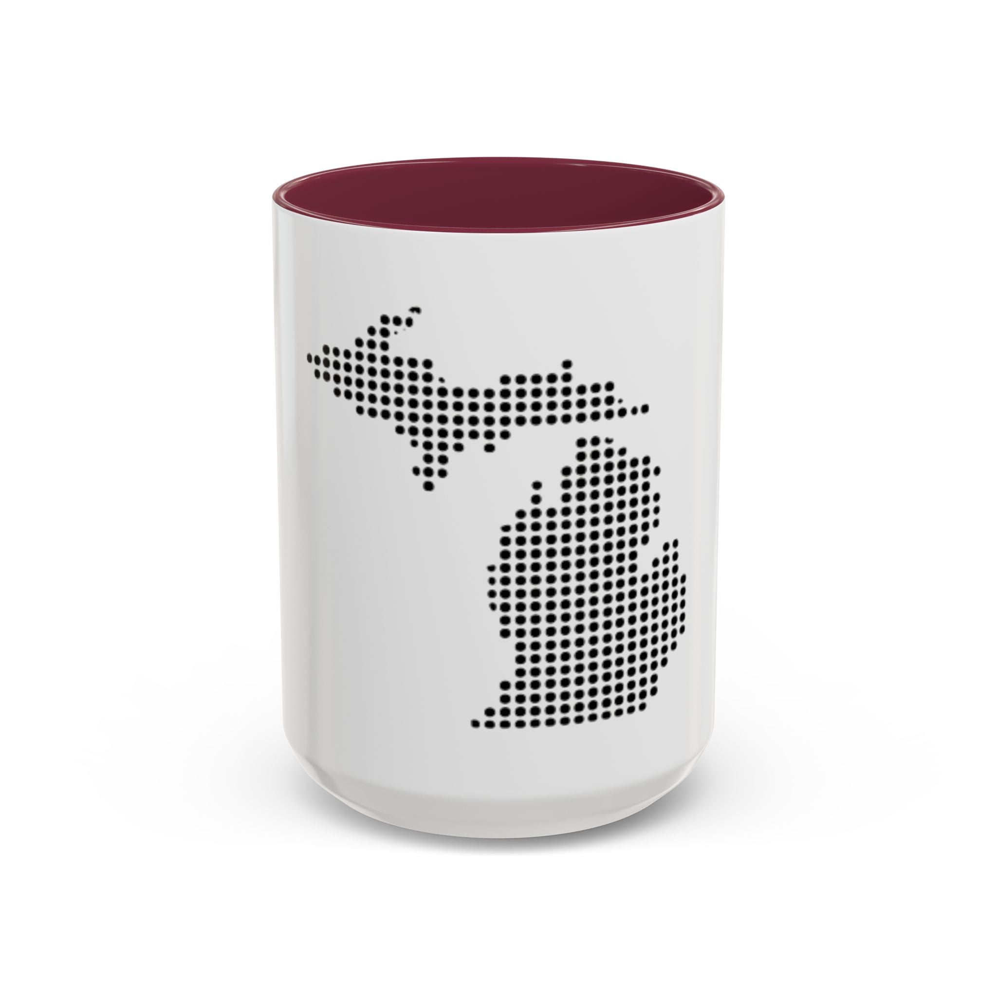 Michigan Dot Map Mug — Modern Minimalist Michigan State Coffee Cup (11oz/15oz)