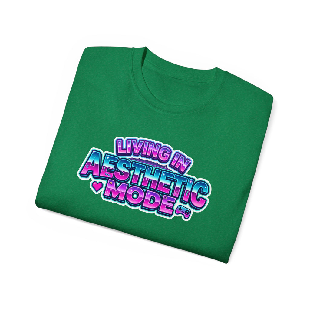 "Living in Aesthetic Mode" Retro Vaporwave Graphic Tee