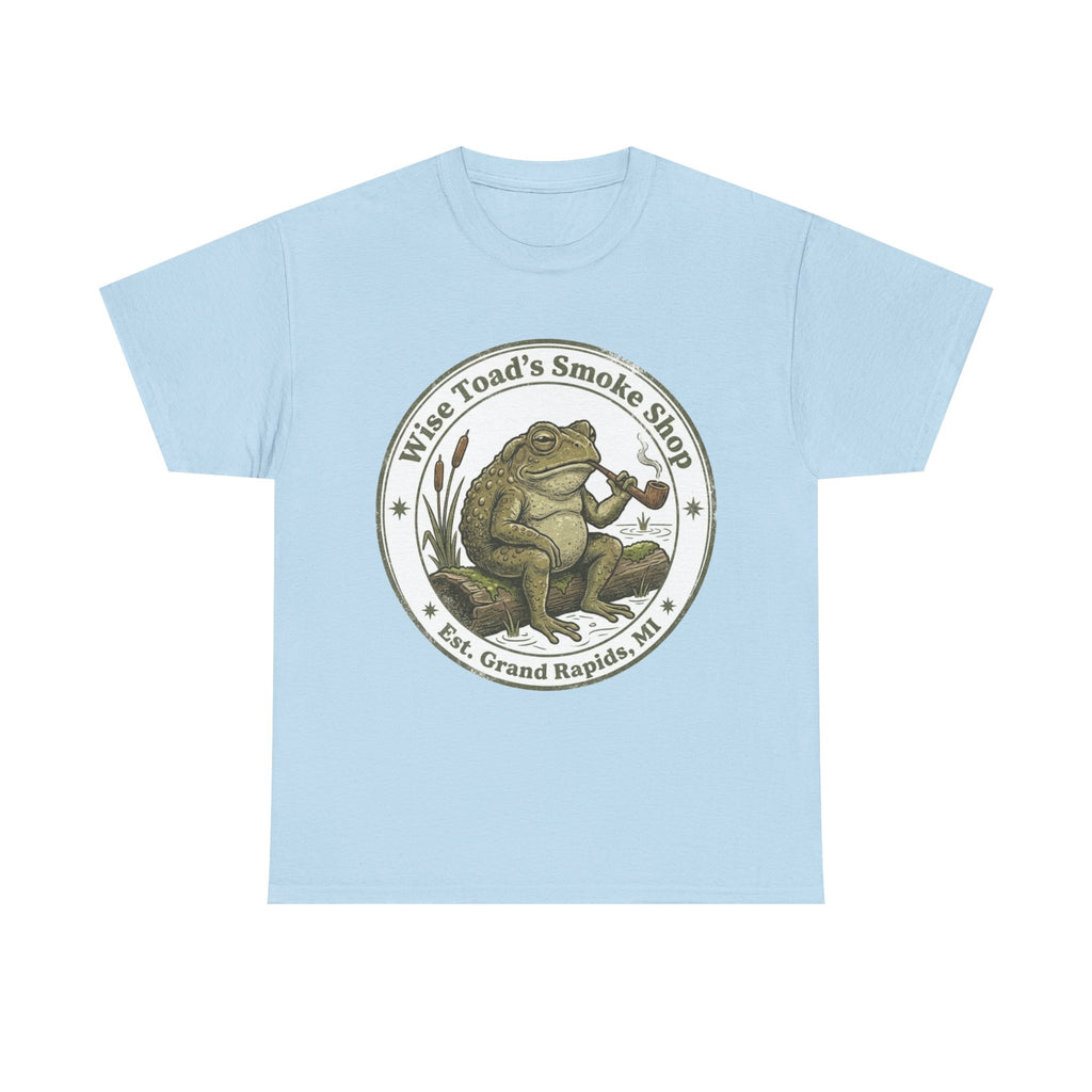 Wise Toad's Smoke Shop T-shirt - Novelty Logo Toad Smoking Pipe T-shirt