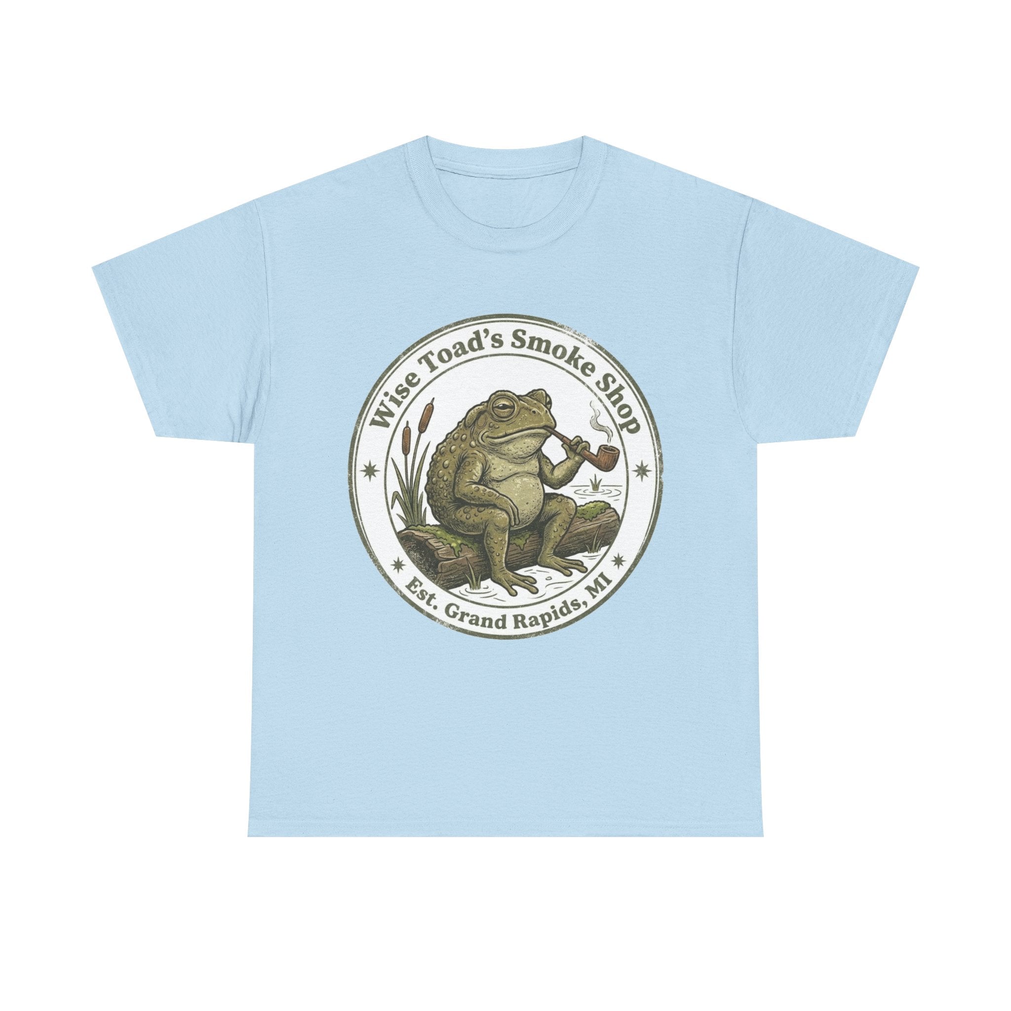 Wise Toad's Smoke Shop T-shirt - Novelty Logo Toad Smoking Pipe T-shirt