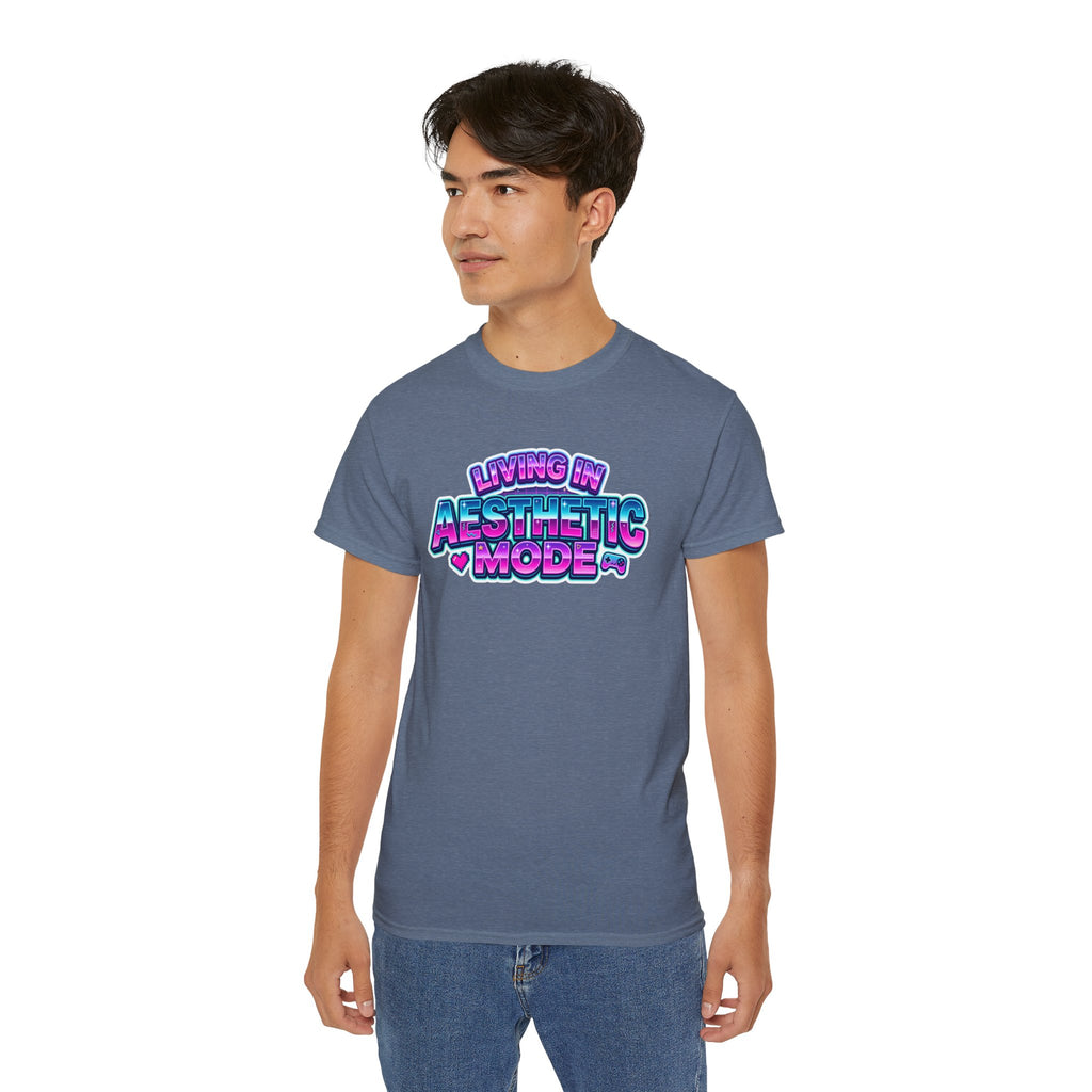 "Living in Aesthetic Mode" Retro Vaporwave Graphic Tee