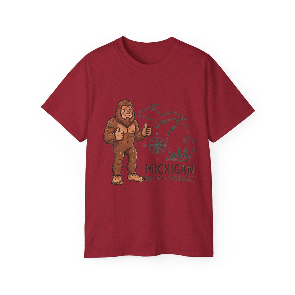 Michigan Bigfoot Approved T-Shirt — Vintage Sasquatch Thumb Up Tee