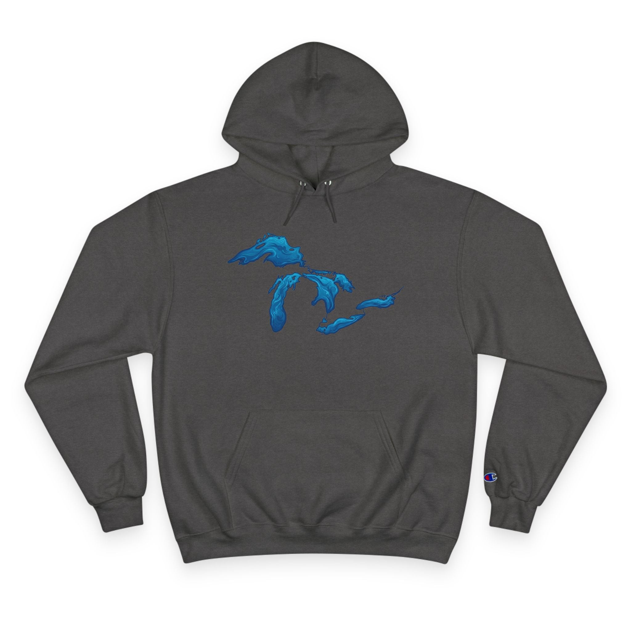 Great Lakes Map Hoodie — Blue Water Illustration on White