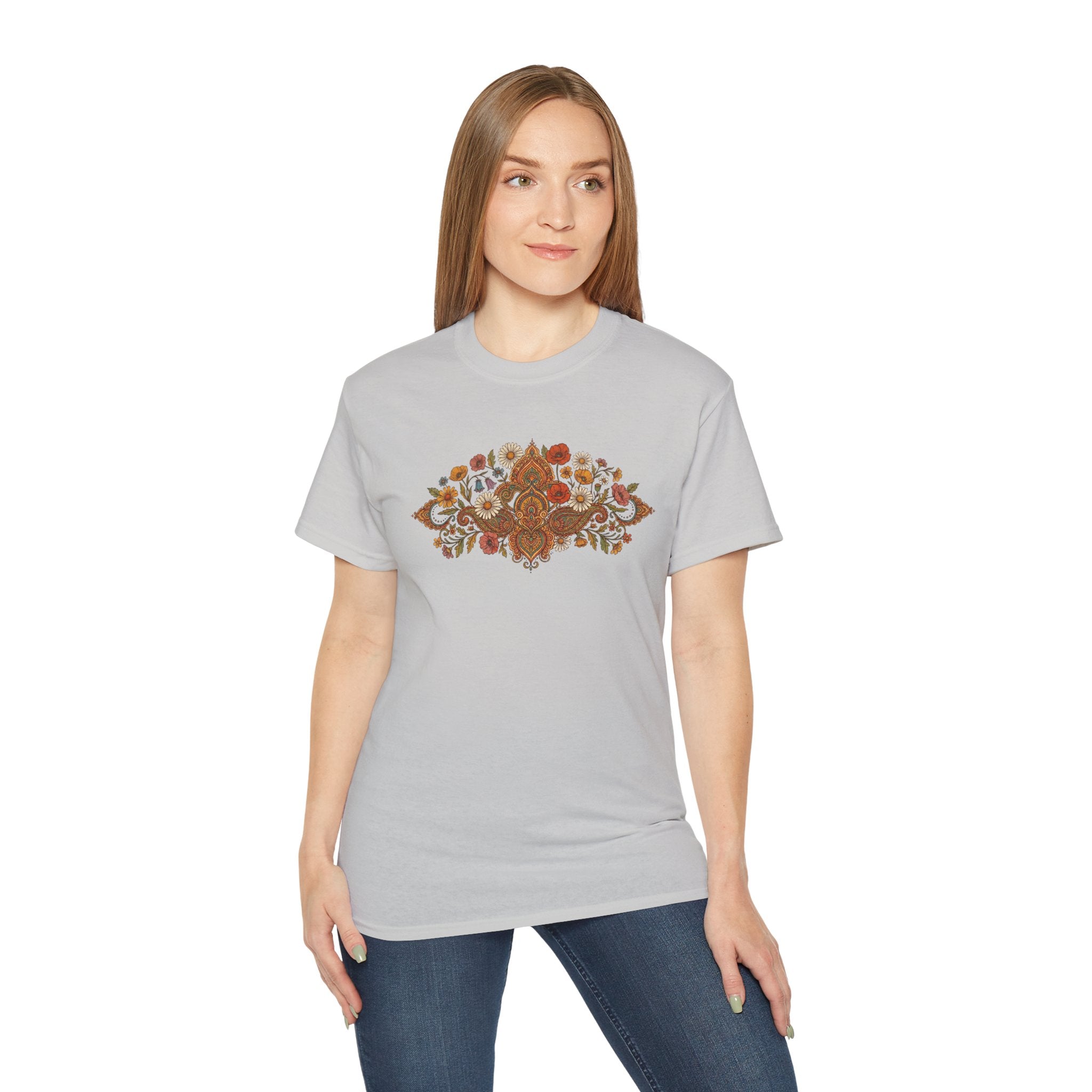 Retro Floral Tee — Vintage Brown Flower Bouquet Graphic