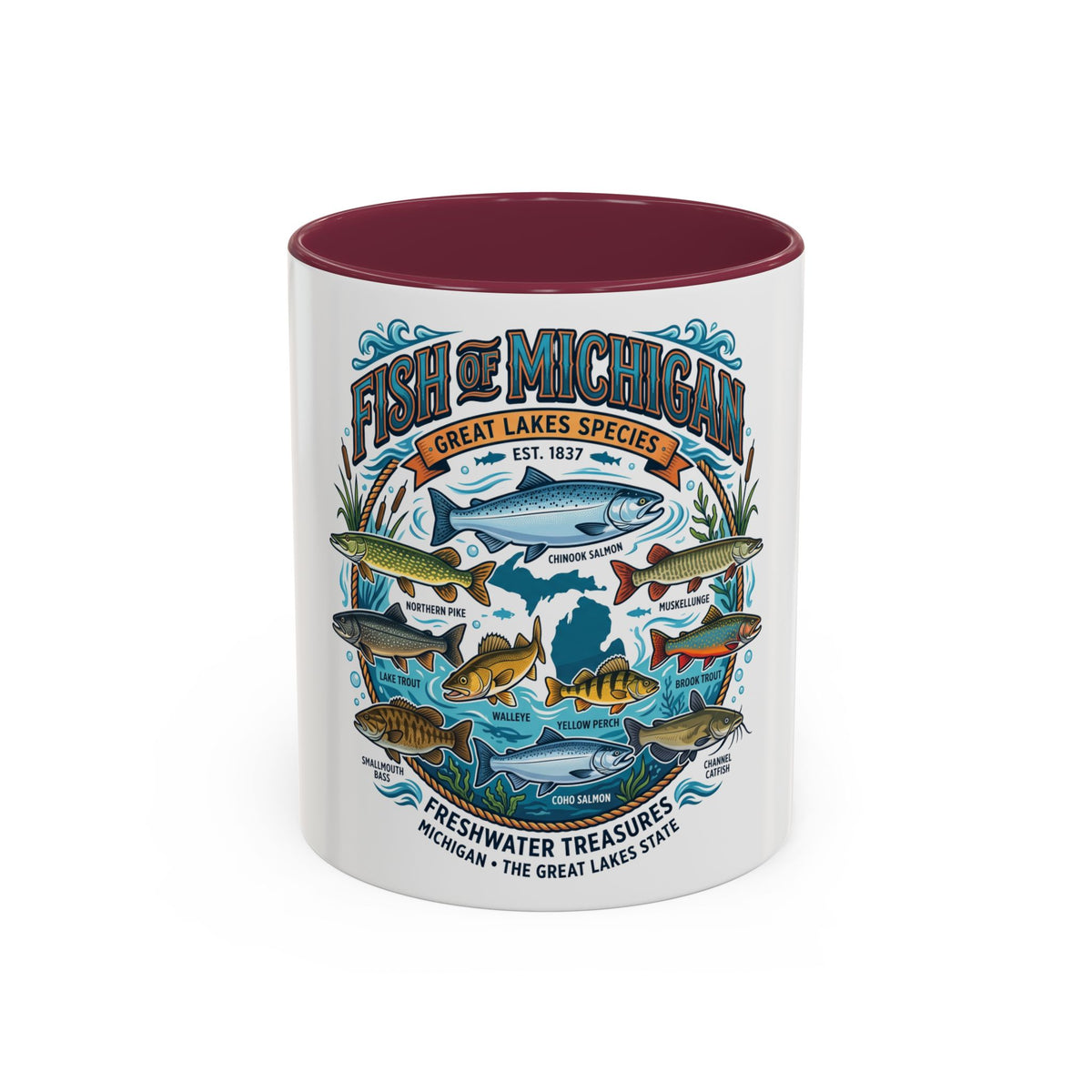 Fish of Michigan Mug — Great Lakes Freshwater Fish Illustration (11oz & 15oz)