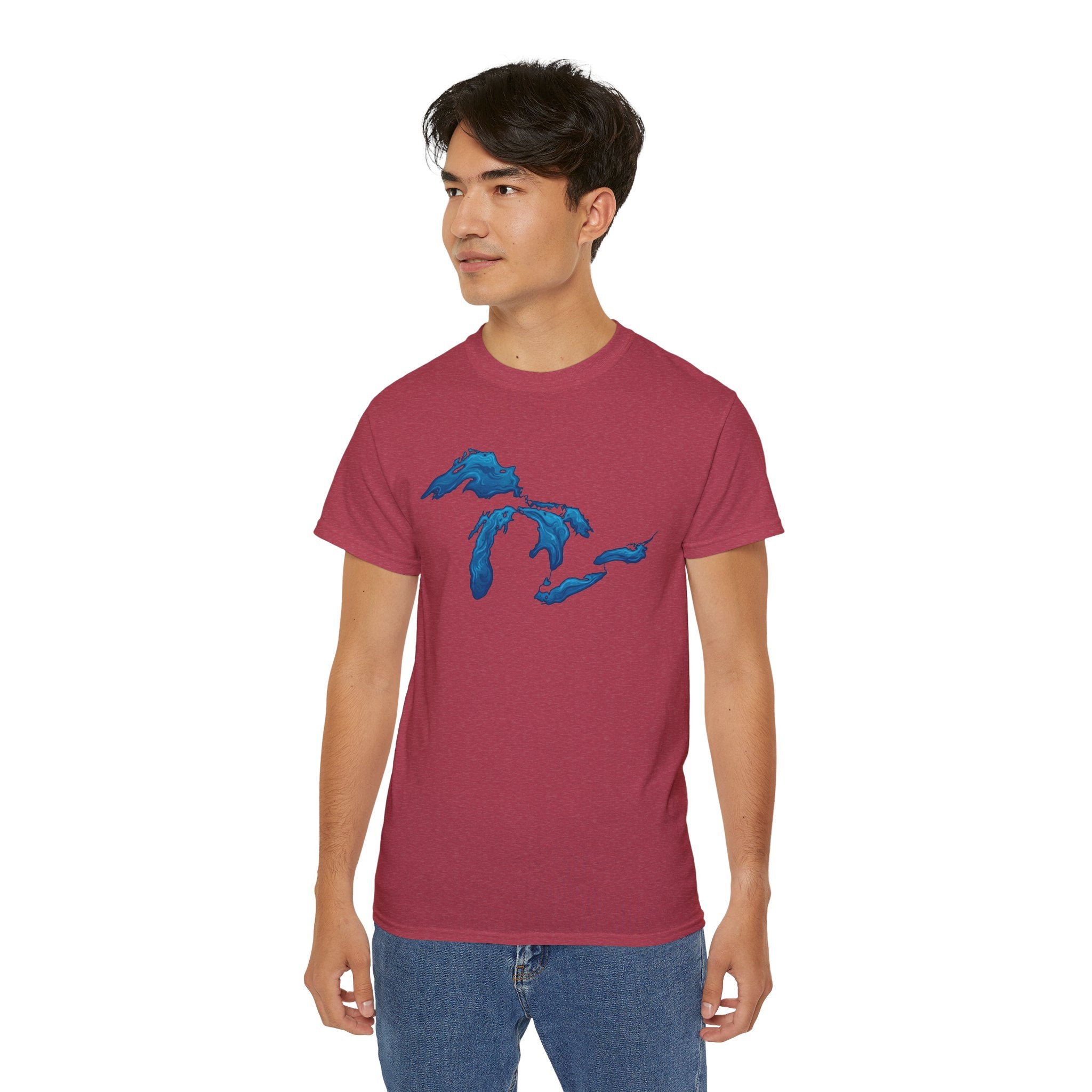 Great Lakes Map T-Shirt — Stylized Blue Lakes Tee