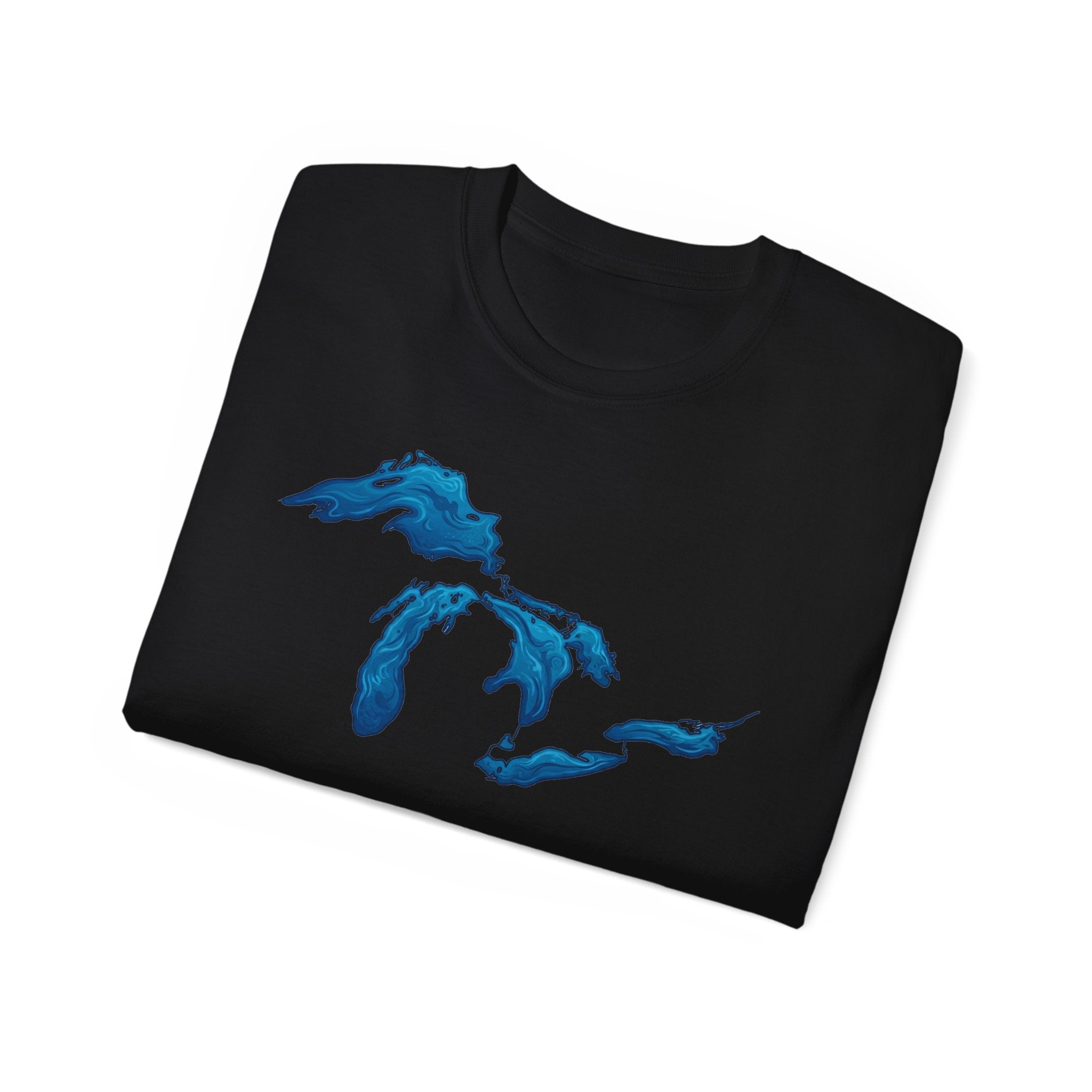 Great Lakes Map T-Shirt — Stylized Blue Lakes Tee