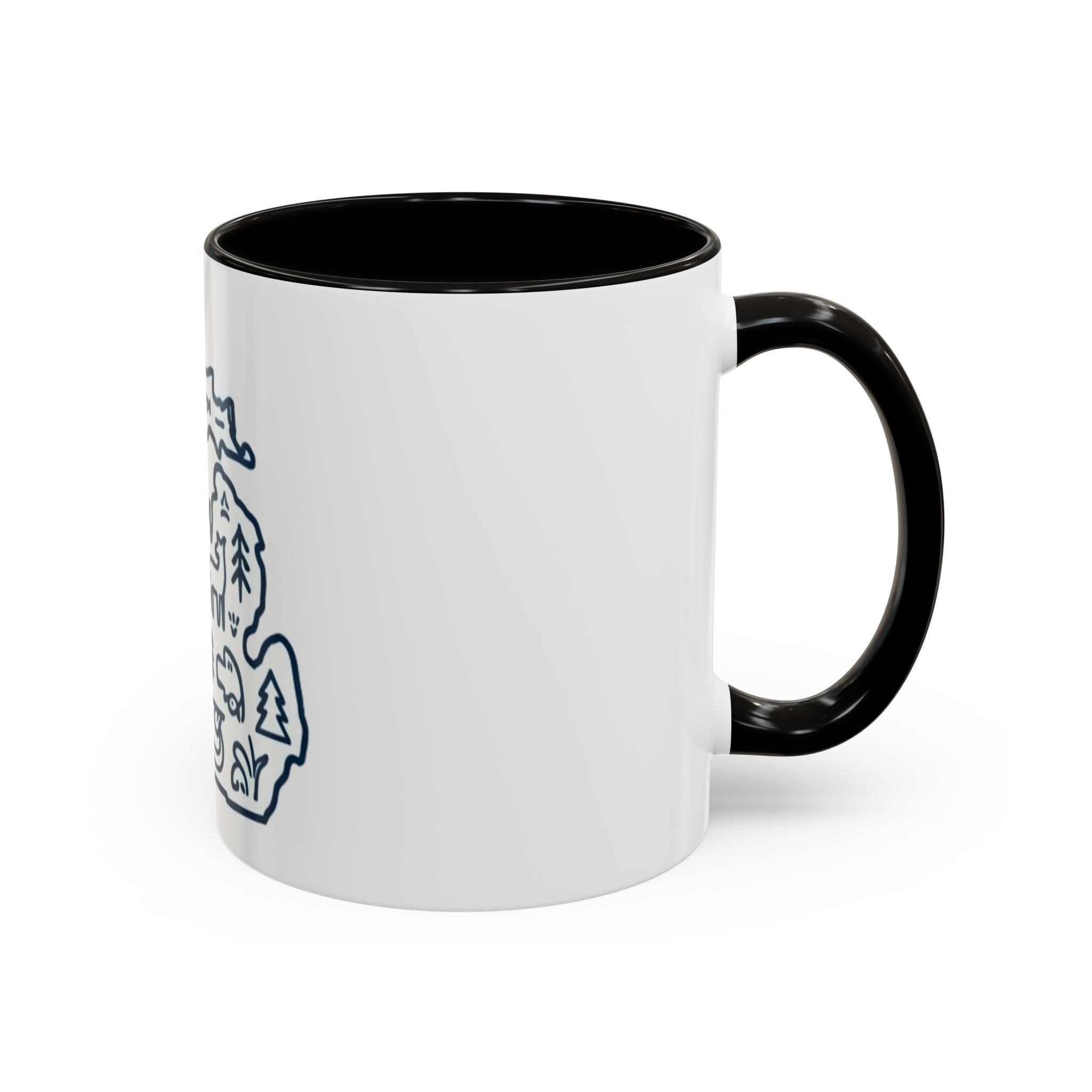 Michigan Outline Mug with UP & Outdoor Icons – Great Lakes State Coffee Cup (11oz/15oz)