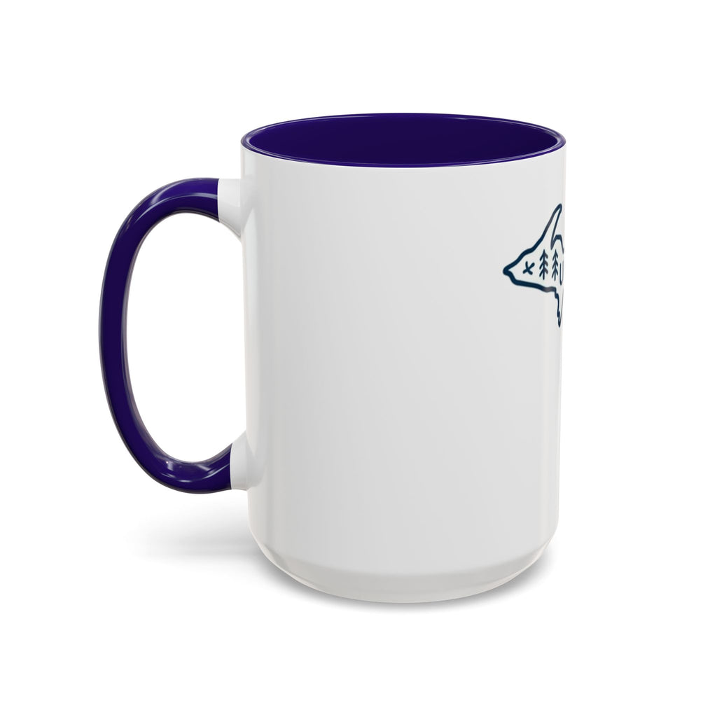 Michigan Outline Mug with UP & Outdoor Icons – Great Lakes State Coffee Cup (11oz/15oz)