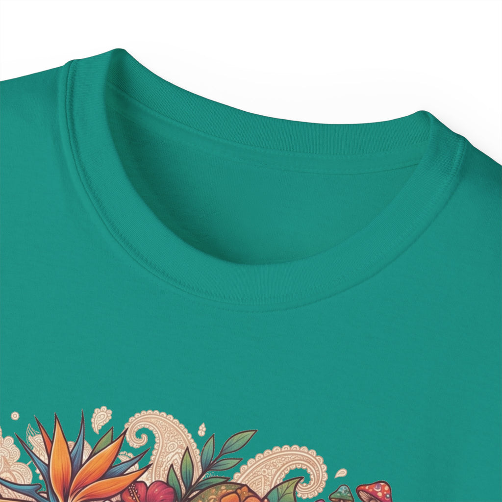 Floral Ukulele T-Shirt — Tropical Guitar & Hibiscus Flower Tee