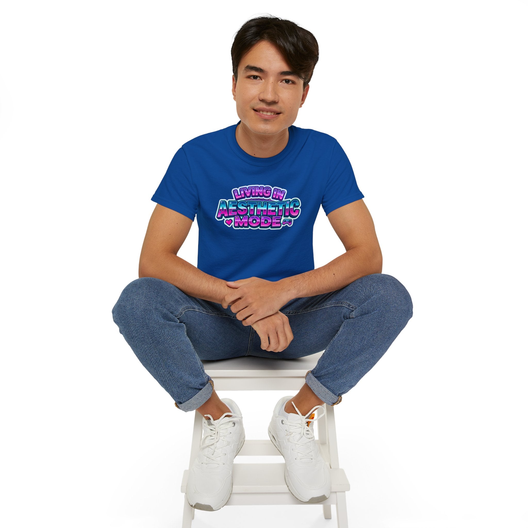 "Living in Aesthetic Mode" Retro Vaporwave Graphic Tee