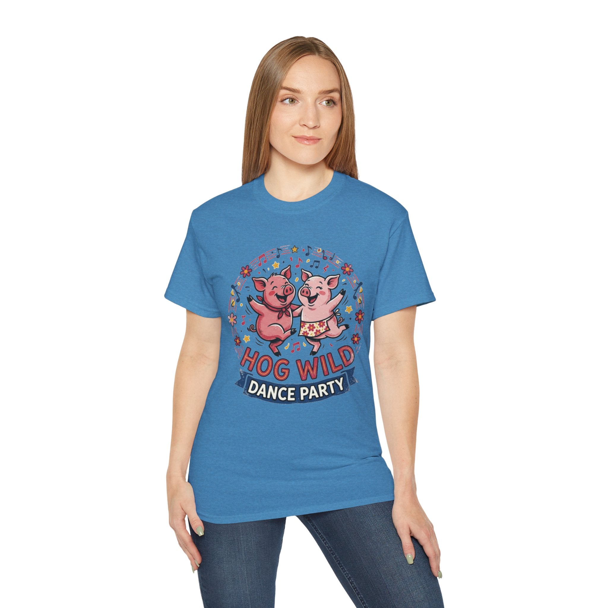 Hog Wild Dance Party Tee — Cute Dancing Pigs Graphic T-Shirt